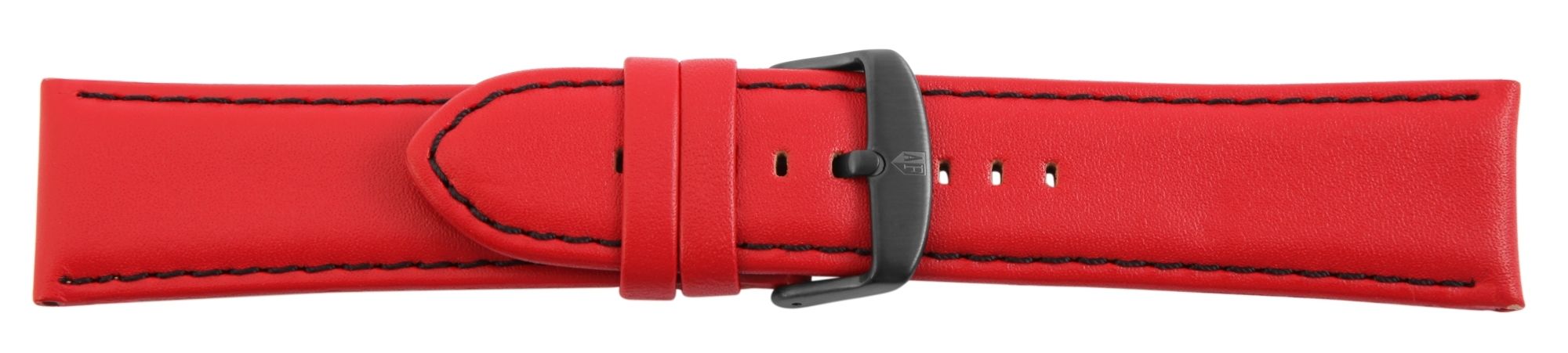 Echtleder-Uhrenarmband, rot, schwarze Naht, 26 mm