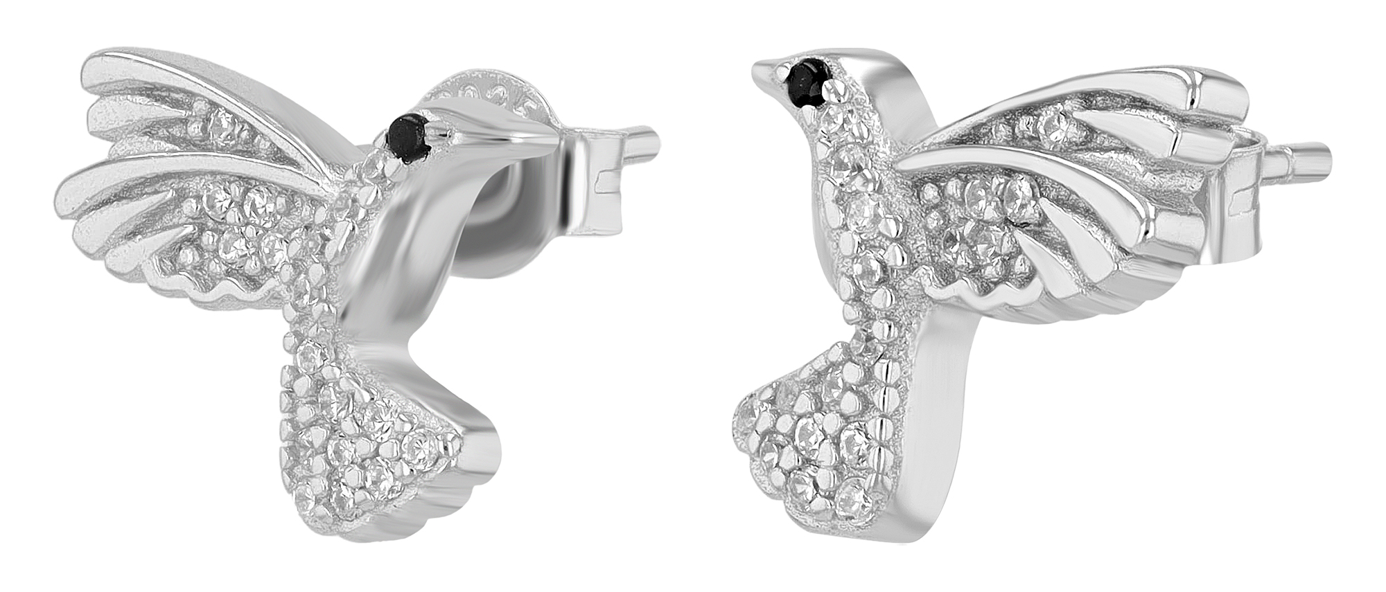 "Selma" 925/- Echt Silber Ohrstecker Zirkonia silberfarben rhodiniert Vogel