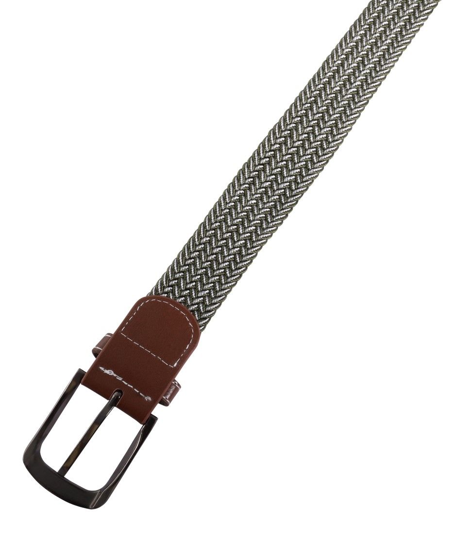 Flechtgürtel aus Textil (khaki/ weiß) in Größen 110 cm (M)