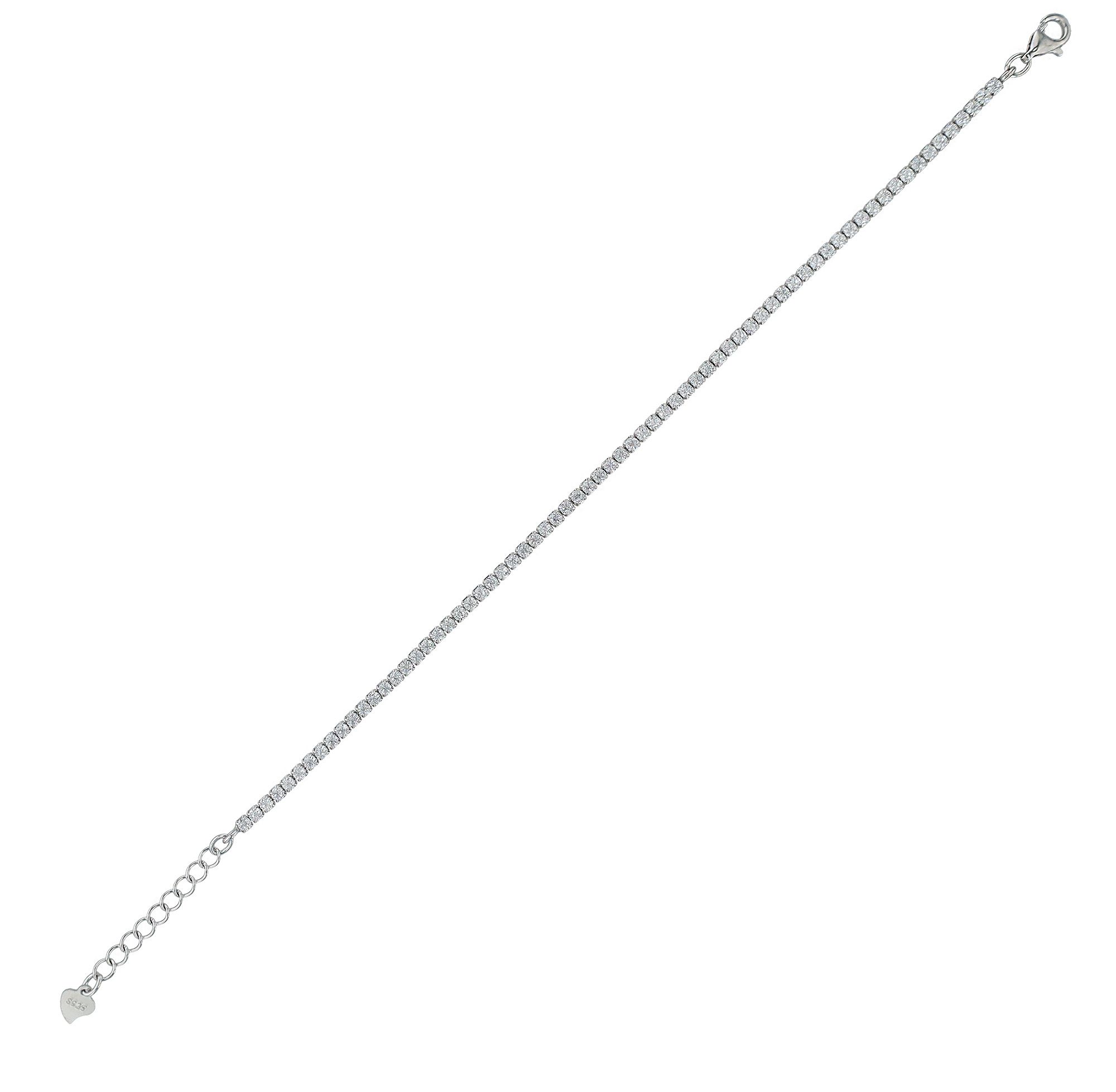925/- Echt Silber Tennisarmband "Twyla" mit weißem Besatz, rhodiniert