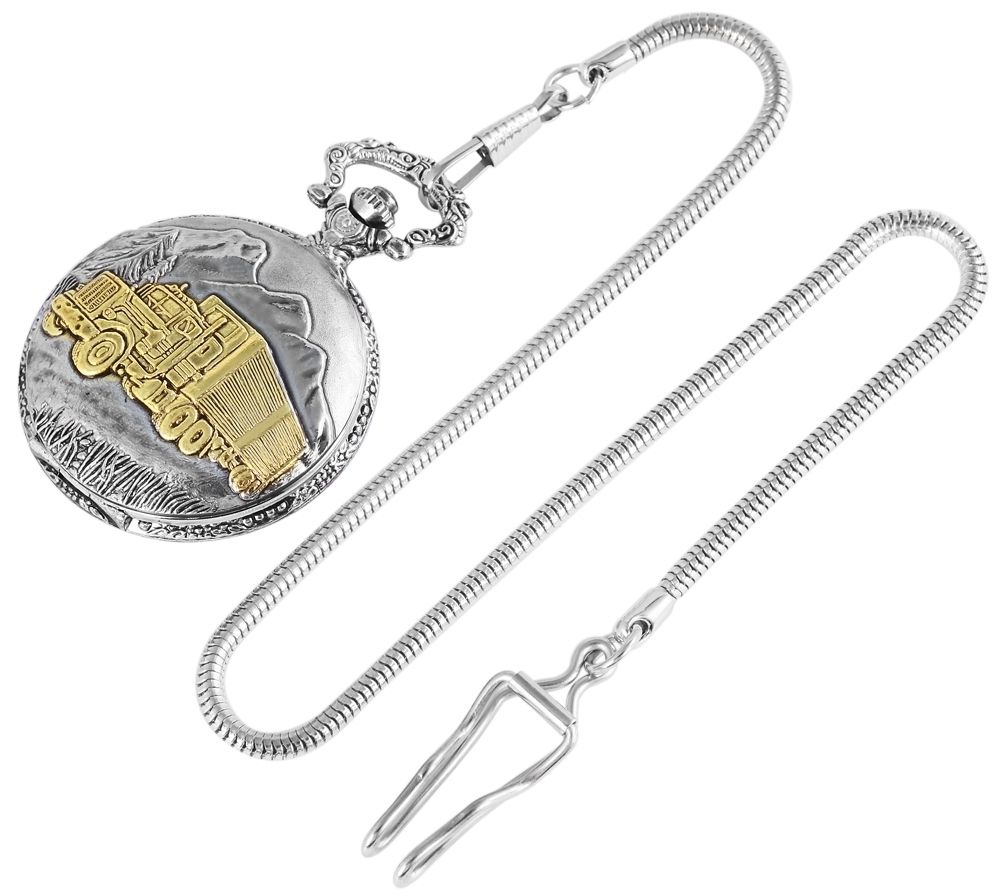 Excellanc Taschenuhr, Lkw, silber- und goldfarben