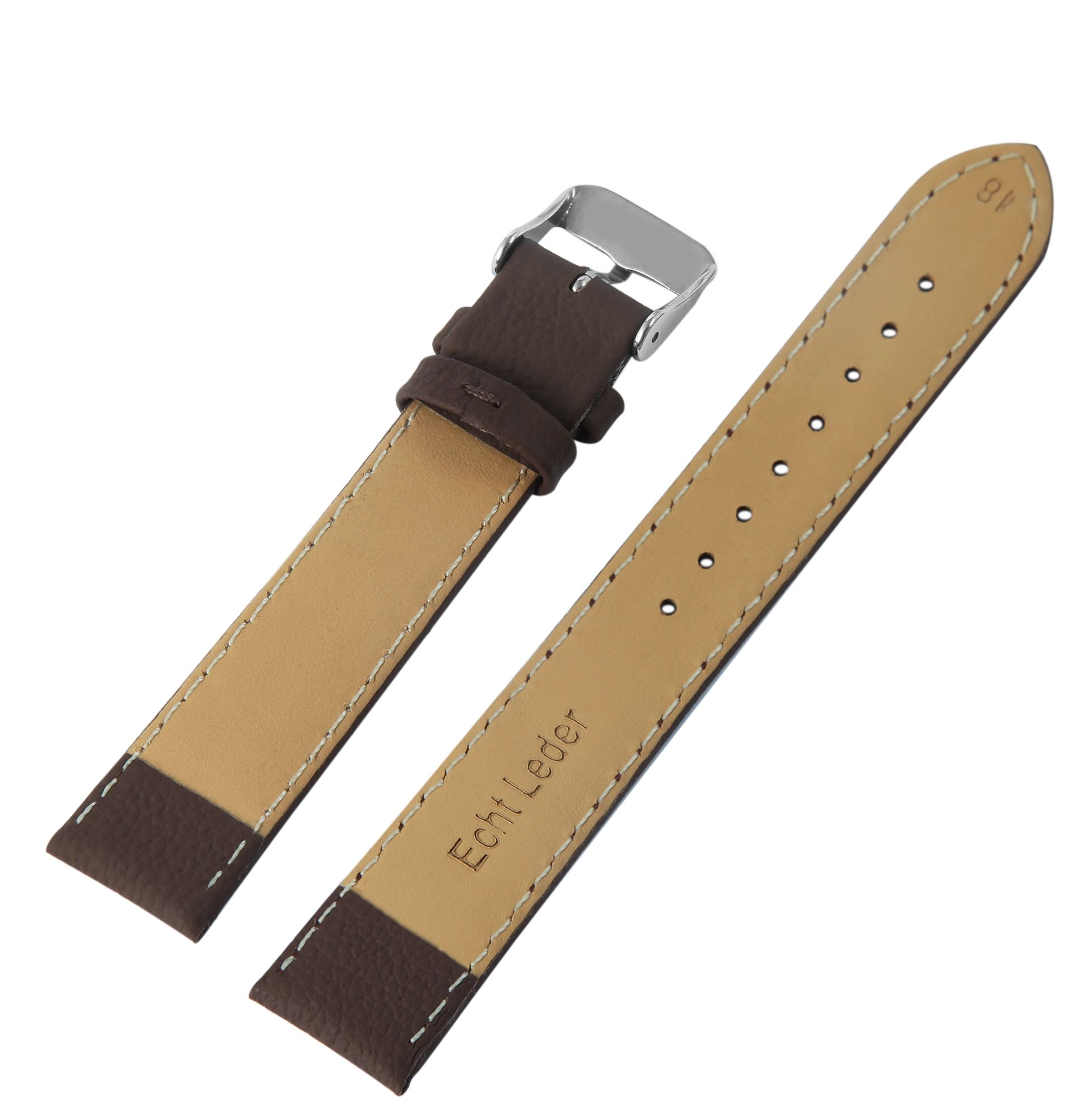 Echtleder-Uhrenarmband, dunkelbraun, 22 mm