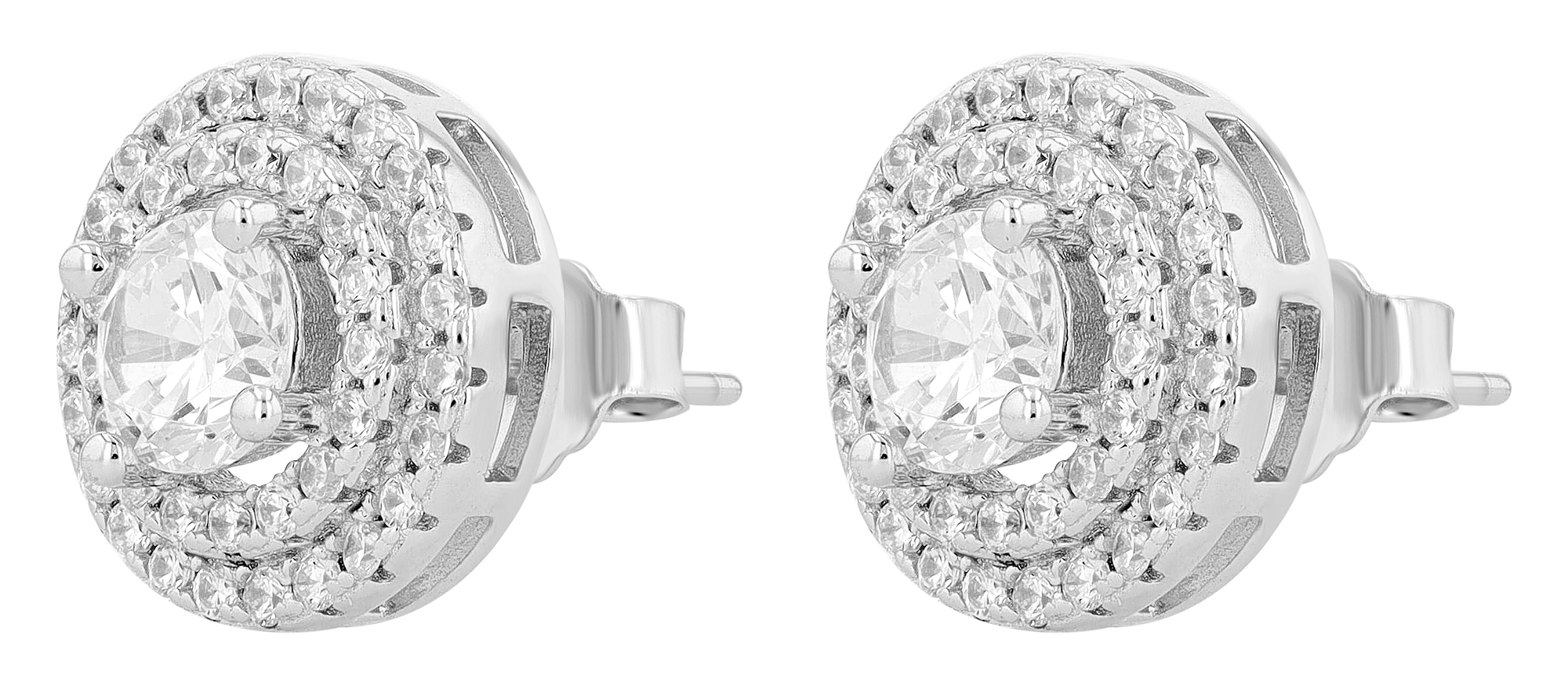 "Orelia", 925/- Echt Silber Ohrstecker mit Zirkonia, silberfarben rhodiniert