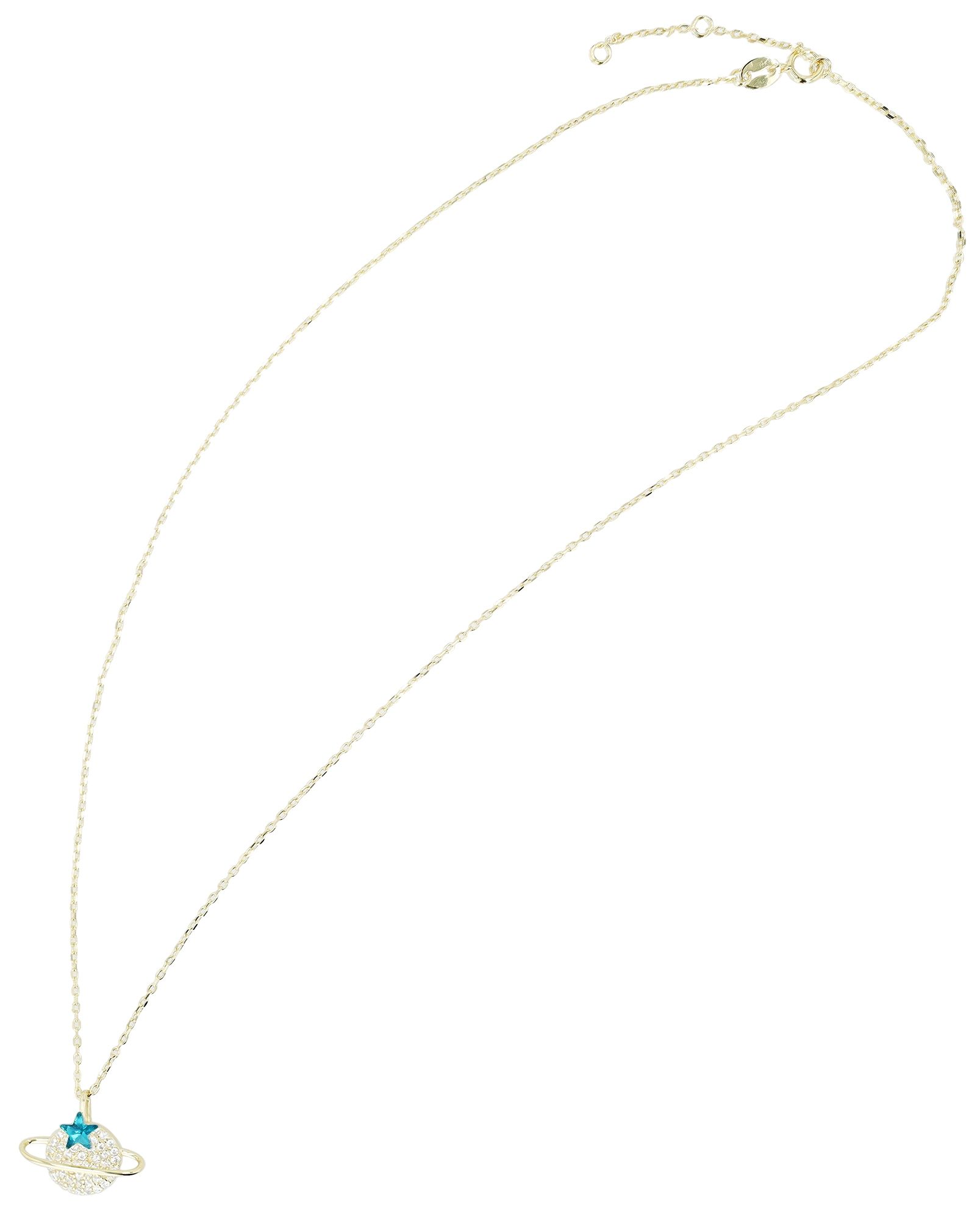 925/- Echt Silber Kette mit Anhänger Planet "Bony" mit Zirkonia, vergoldet