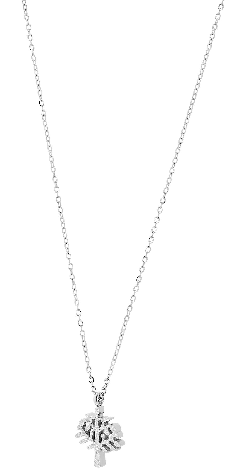 Akzent Schmuckset "Lea" aus Edelstahl, Halskette & Ohrstecker mit Lebensbaum, sandgestrahlt, silberfarben