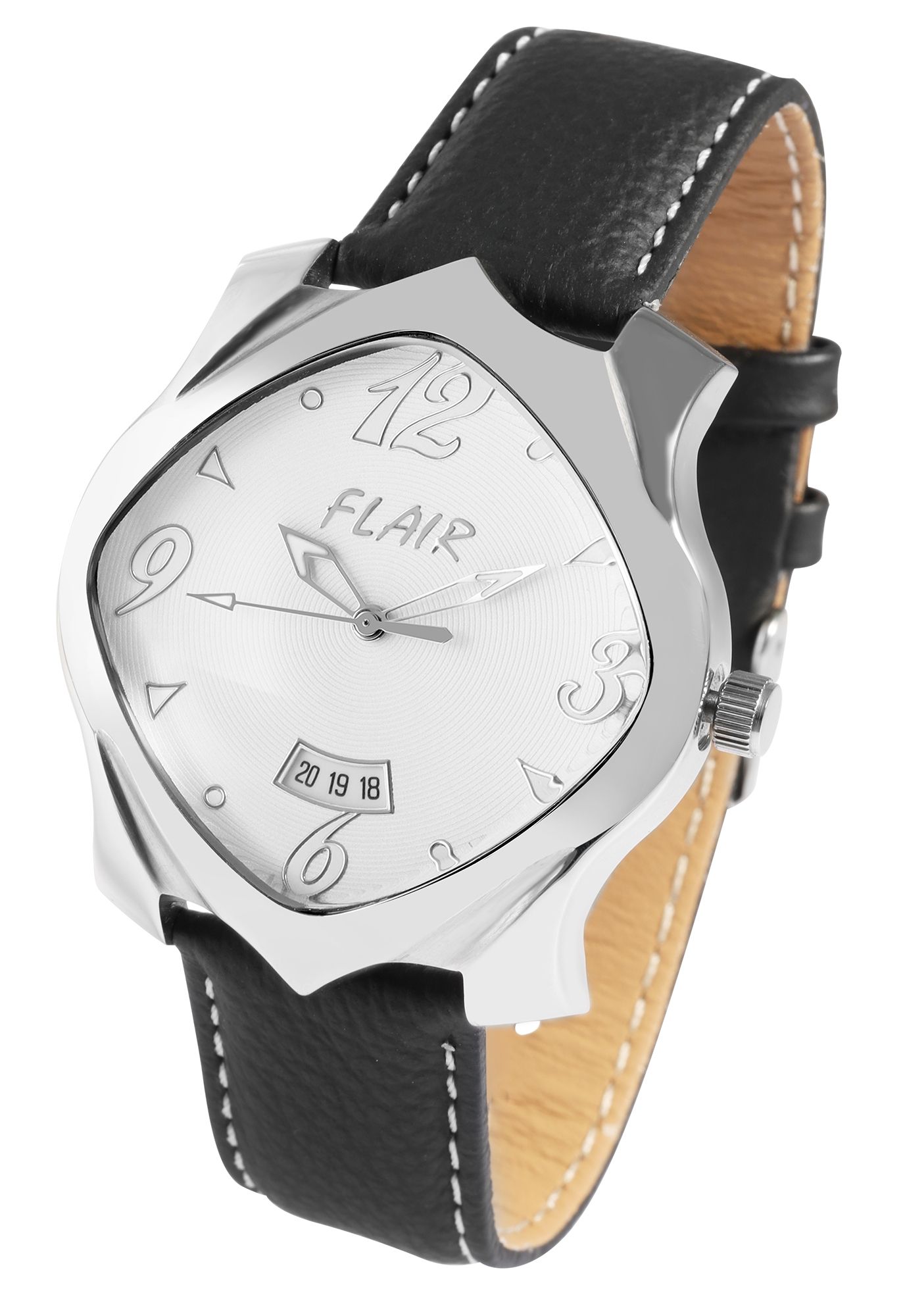 Flair Herrenuhr mit Echtlederarmband, Datumsanzeige, 5 ATM