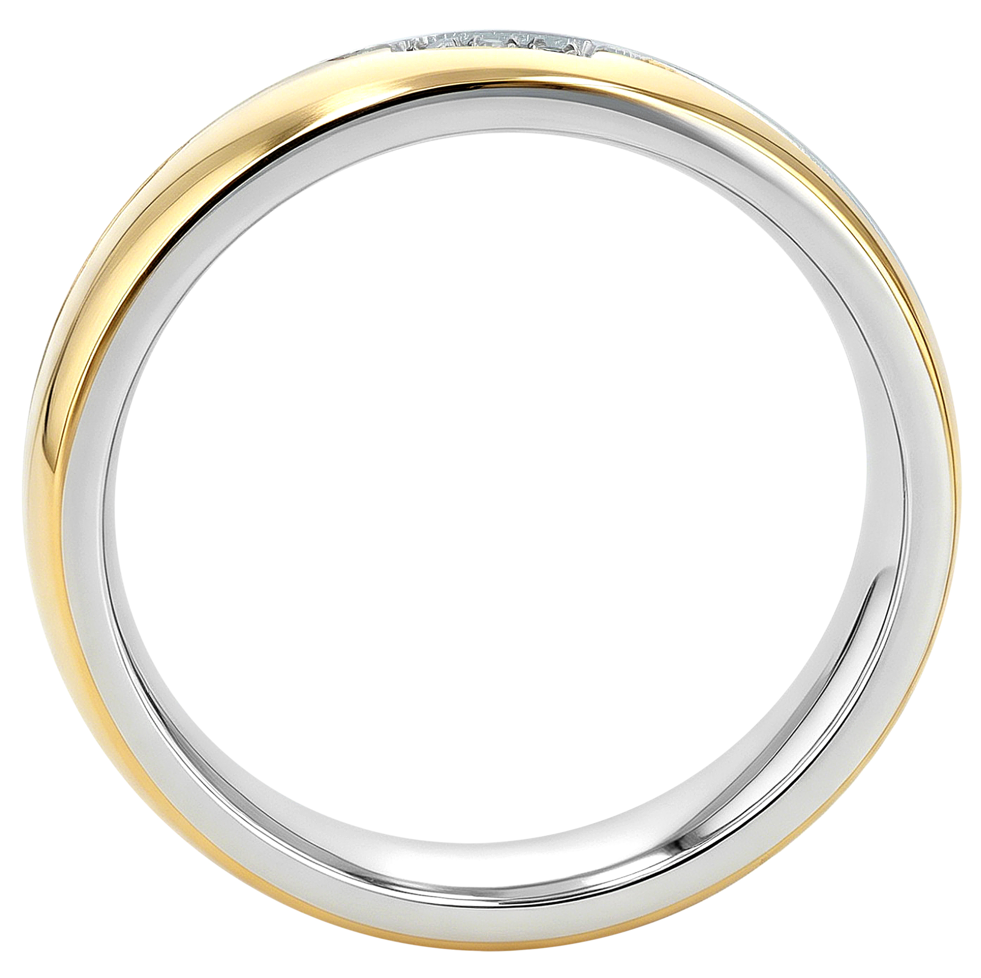 "Verbunden" Akzent Damen-Partnerring Gr 52, Edelstahl, Similibesatz, bicolor