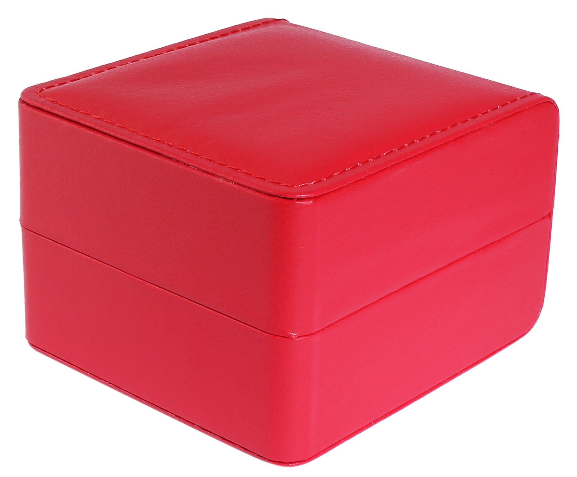 Uhrenbox, aufklappbar mit Kissen, Lederimitat, 11 x 10 x 7,3 cm, rot