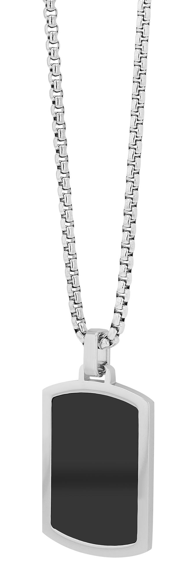 Akzent Edelstahlkette "Nassim" mit Dogtag Anhänger, silberfarben/schwarz
