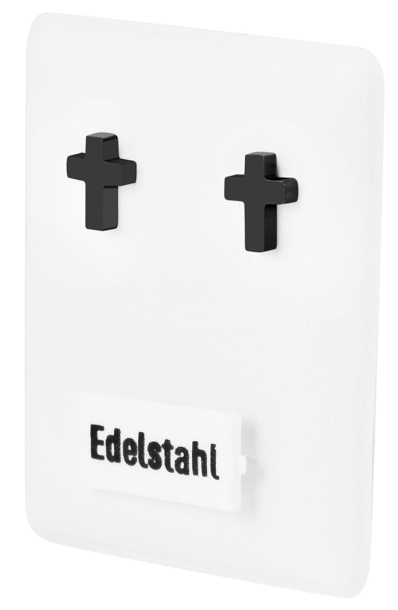 "Adeni", Edelstahl Ohrstecker, Kreuz, Ionenplattiert, schwarz