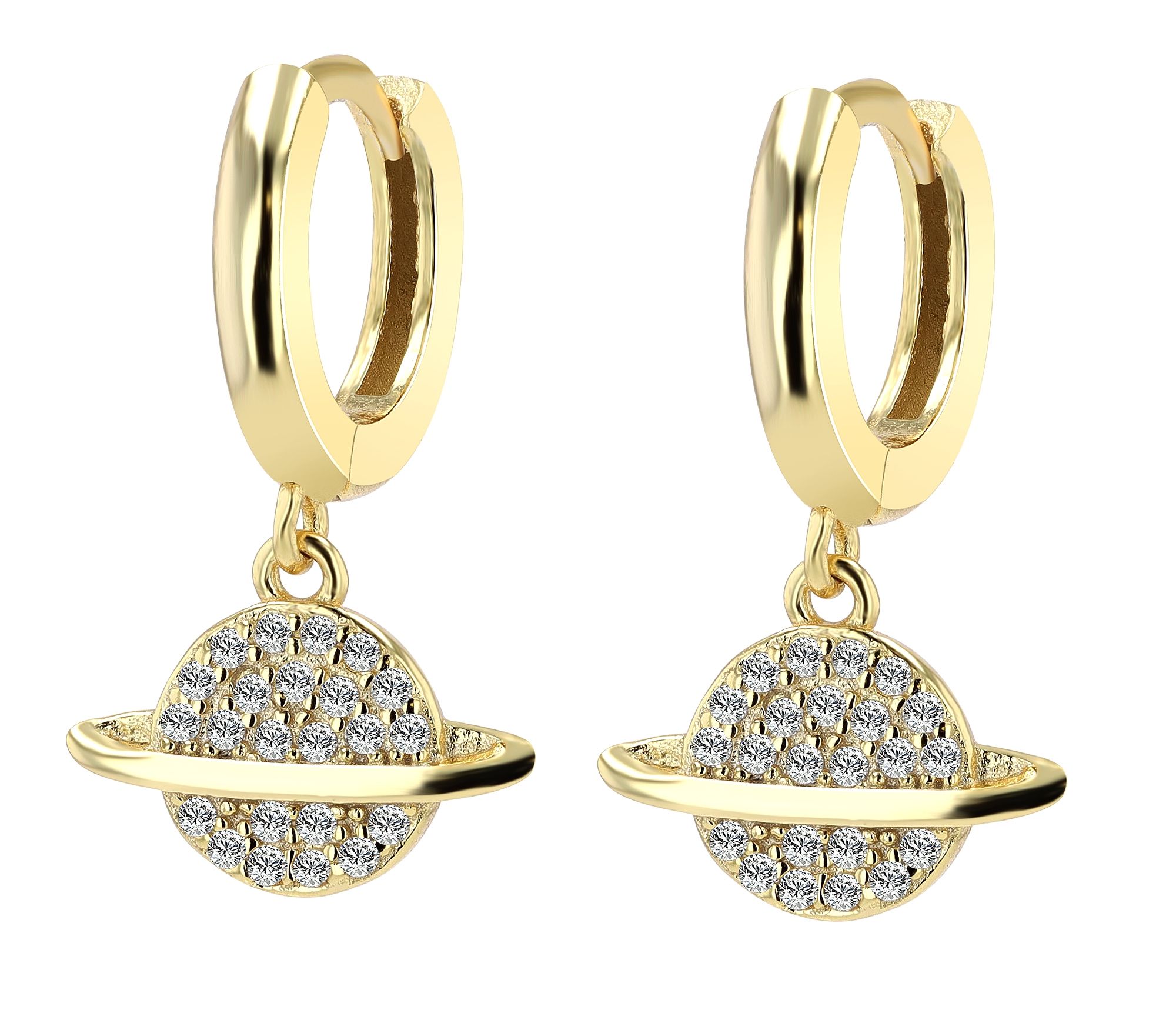 Echt Silber Creolen mit Anhänger "Tiara" mit Zirkonia, vergoldet