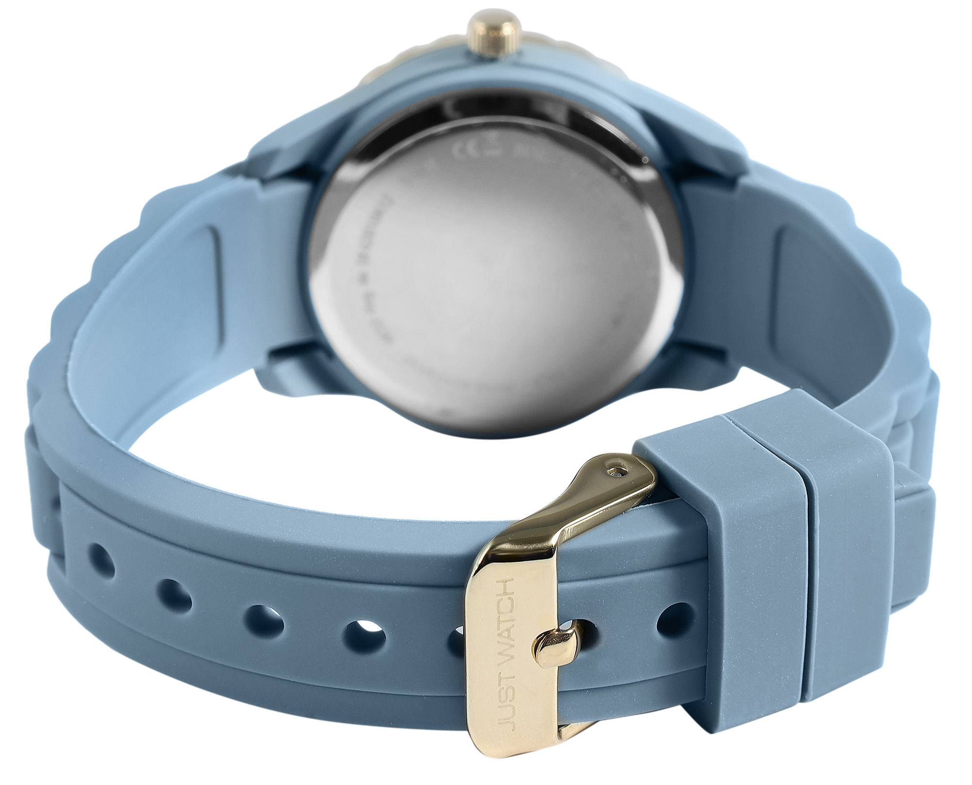 JUST WATCH Damenuhr "Kaia" mit Silikonband, 5ATM, hellblau/ goldfarben