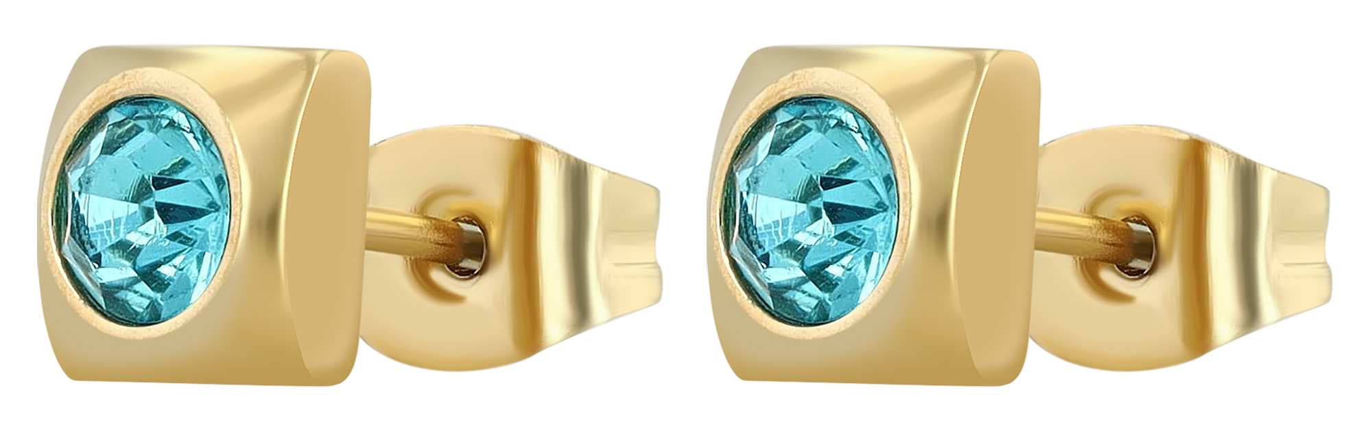 "Juli", Edelstahl Ohrstecker, Similibesatz, goldfarben