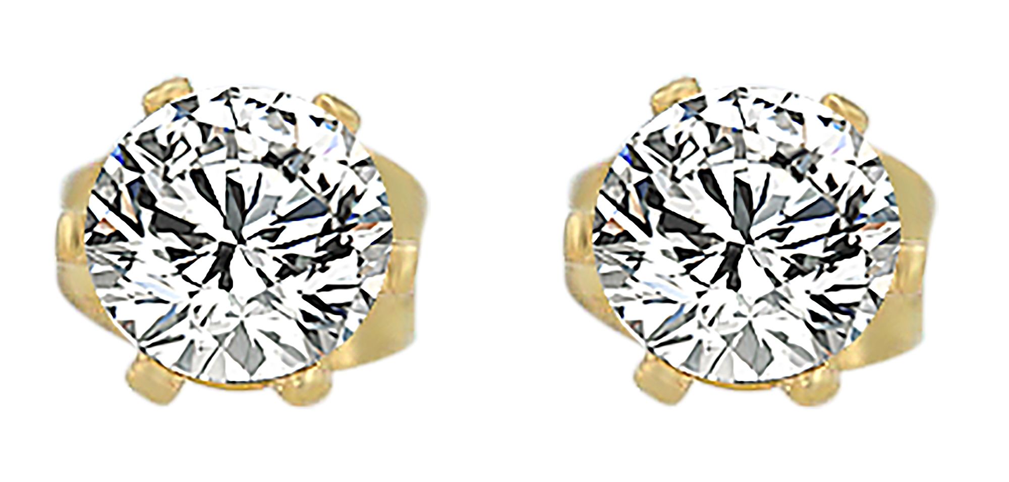 "Tate" Edelstahl Ohrstecker Ø 6 mm - Zirkoniabesatz, goldfarben