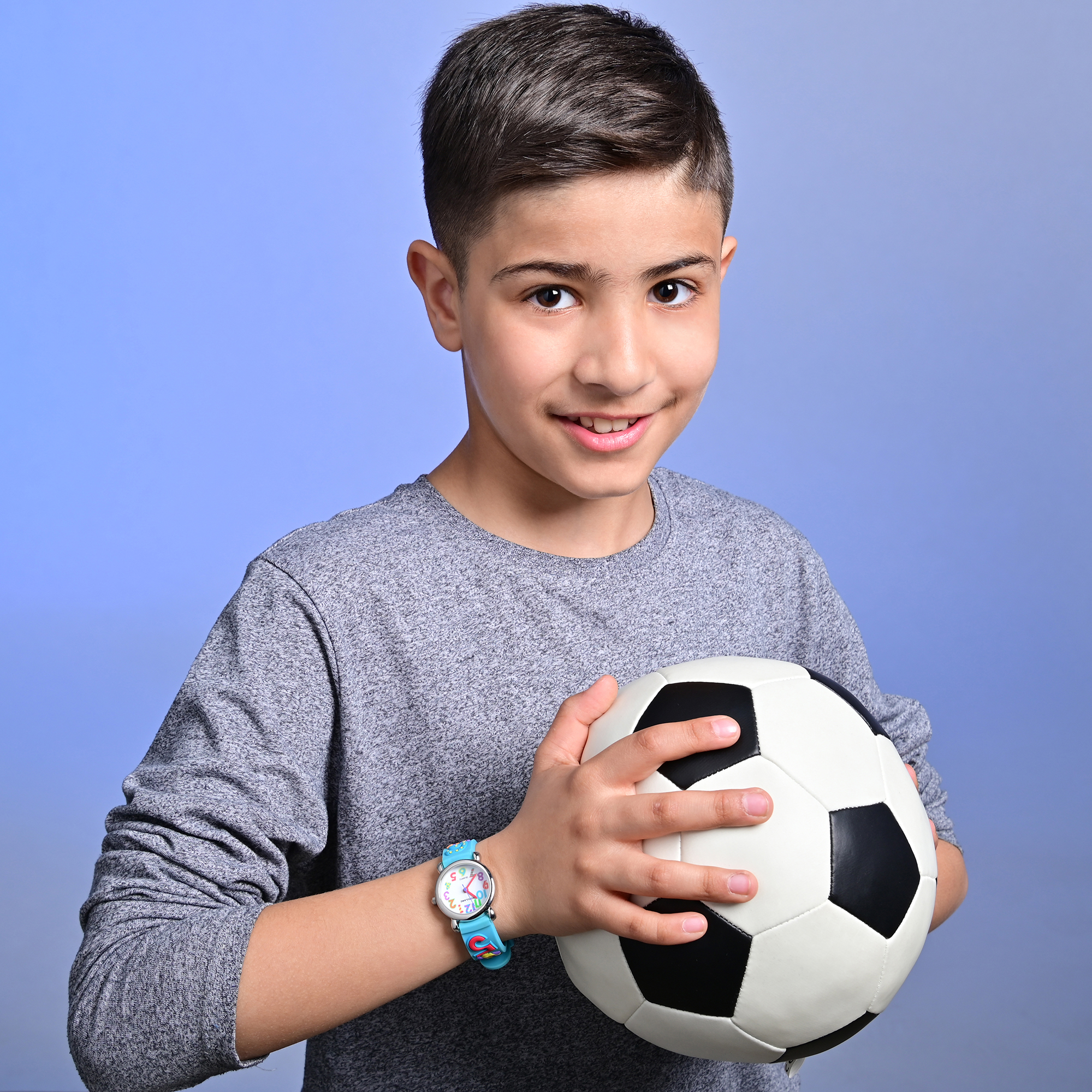 Excellanc Kinderarmbanduhr, Silikonarmband, silberfarben/blau