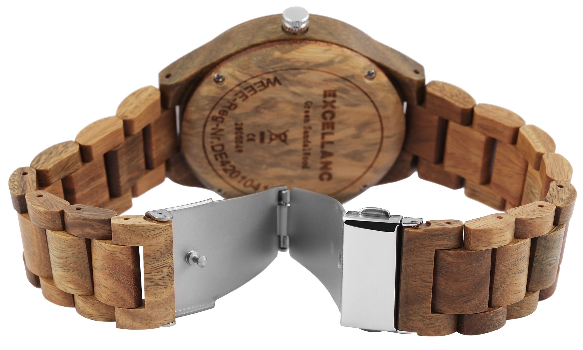 Excellanc Herrenarmbanduhr aus grünem Sandelholz