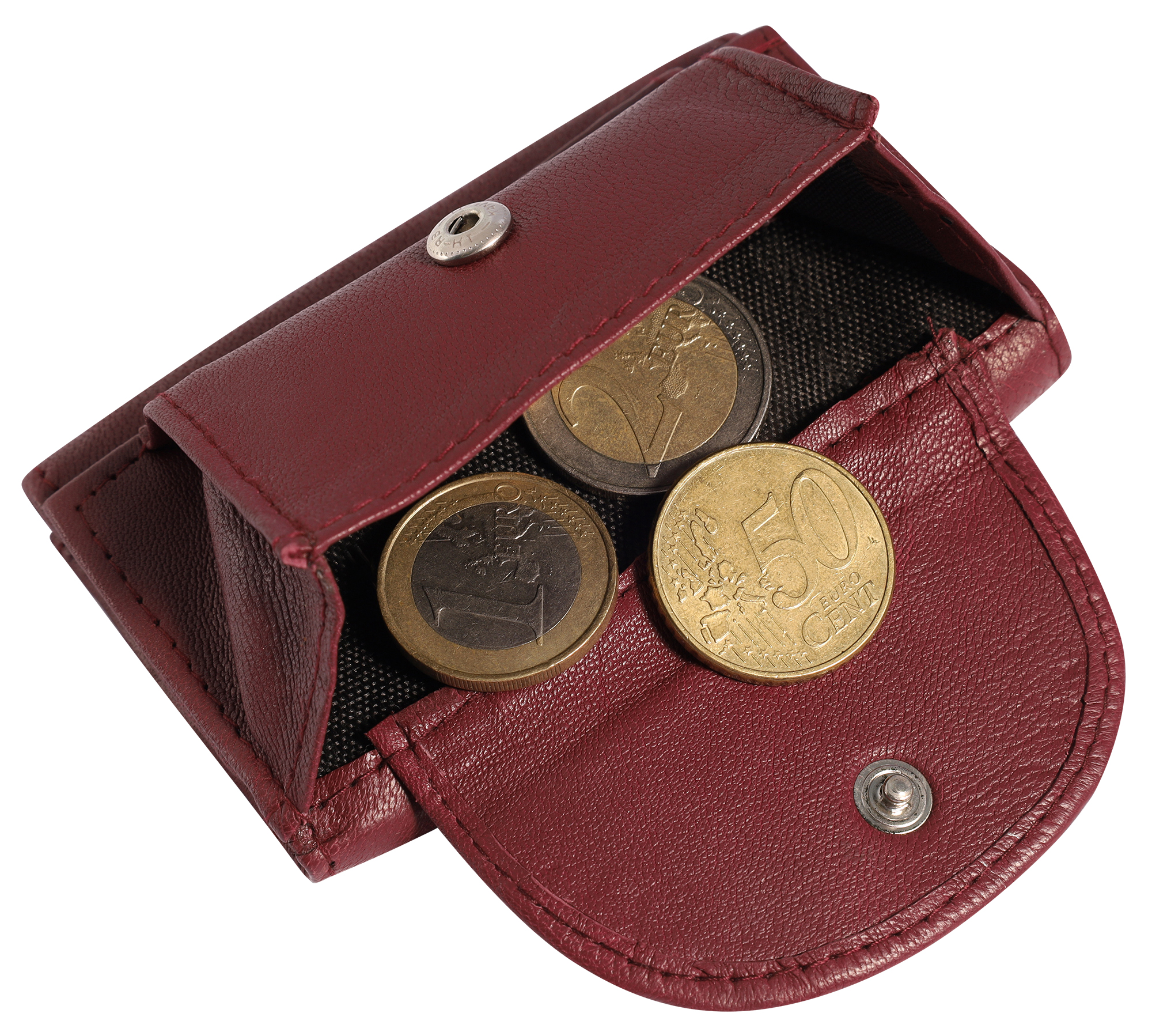 Excellanc Echtleder Mini-Geldbörse (Schlüsselfach), bordeauxrot