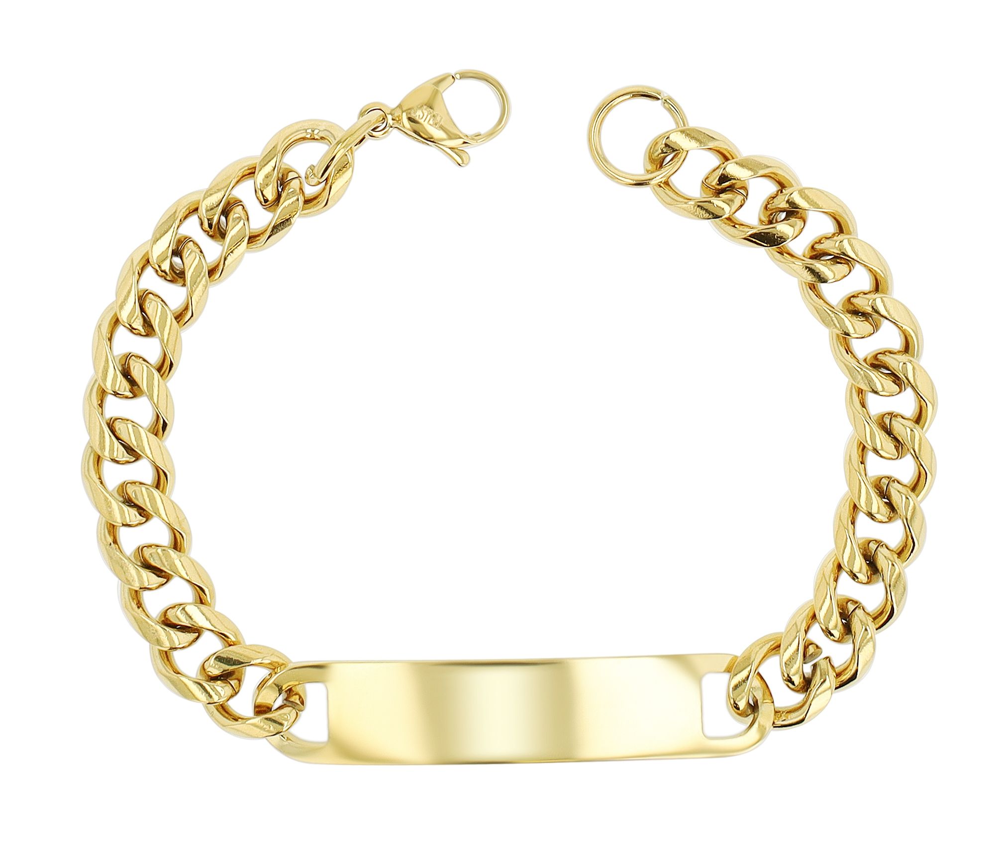 Akzent Panzerarmband "Wren" aus Edelstahl, Gravurplatte, 21 cm, goldfarben