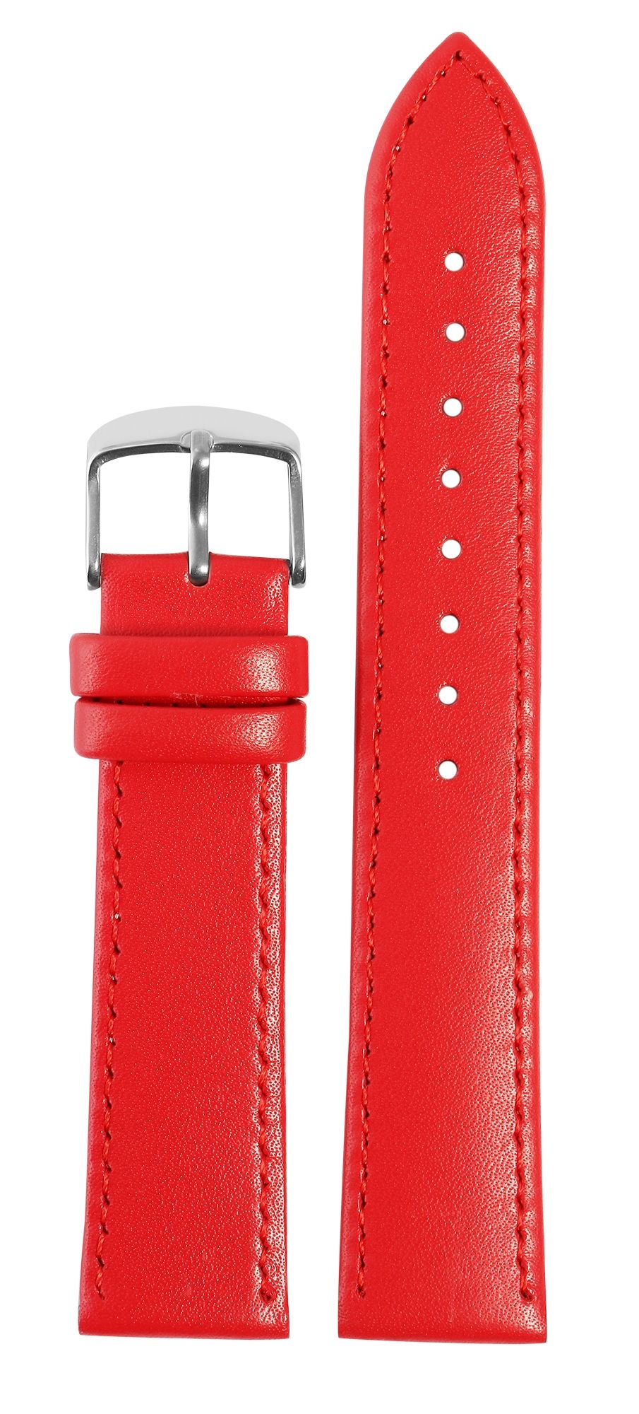 Uhrenarmband aus Echtleder, genäht, rot, 26 mm
