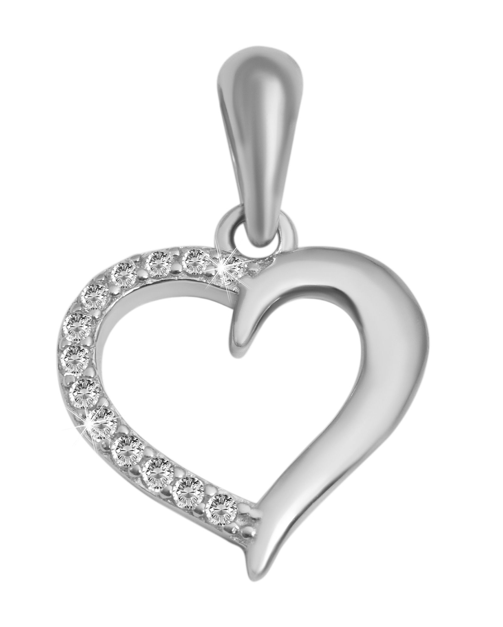 "Kasota" 925/- Echt Silber rhodiniert, Schmuckset mit Ohrringe und Anhänger, Herz, Zirkoniabesatz