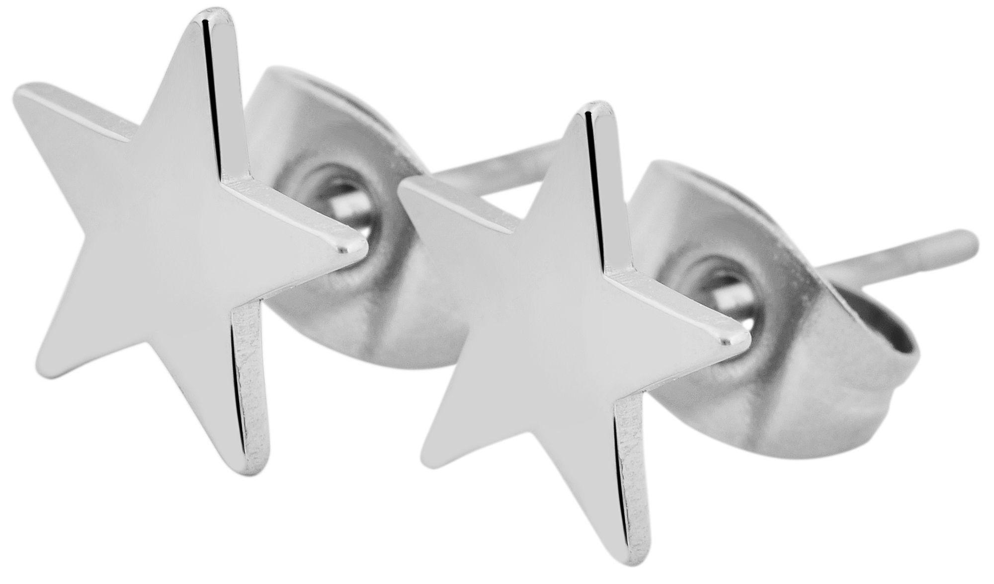 Akzent Edelstahl Ohrstecker, Stern, silberfarben