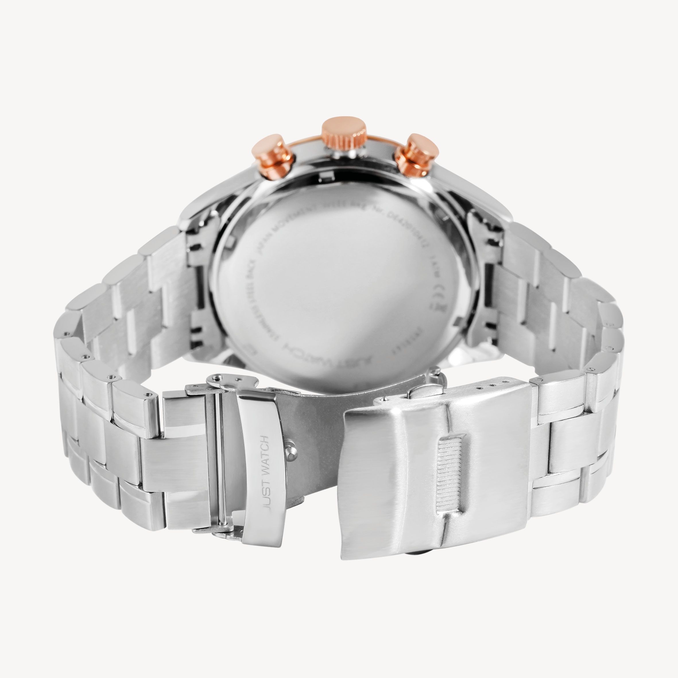 Just Watch Herrenuhr "Valcone" Edelstahlarmband, Datum- und Wochentagsanzeige, silber-& roségoldfarben, blau