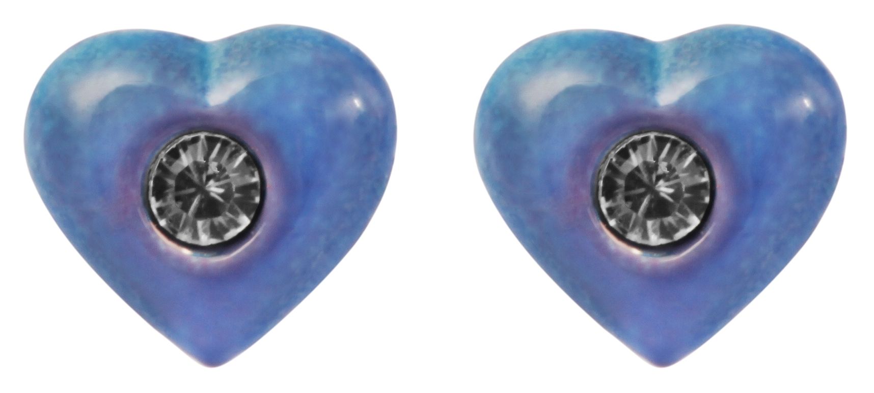 925/- Echt Silber Kinder Ohrstecker "Amanda", Herz mit Similistein, blau