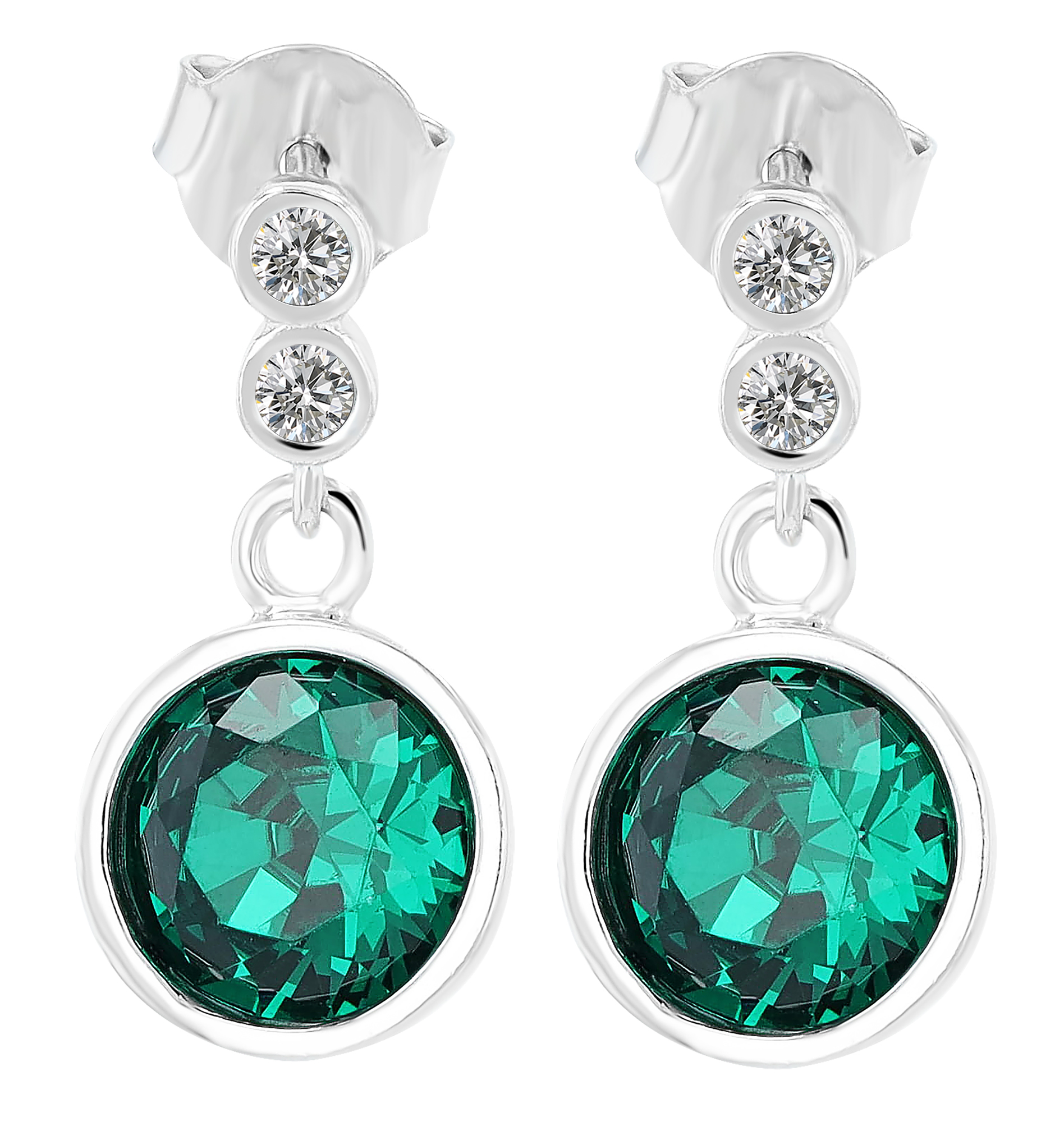 "Kristin" 925/- Echt Silber Ohrhänger, silberfarben mit Zirkonia (grün)