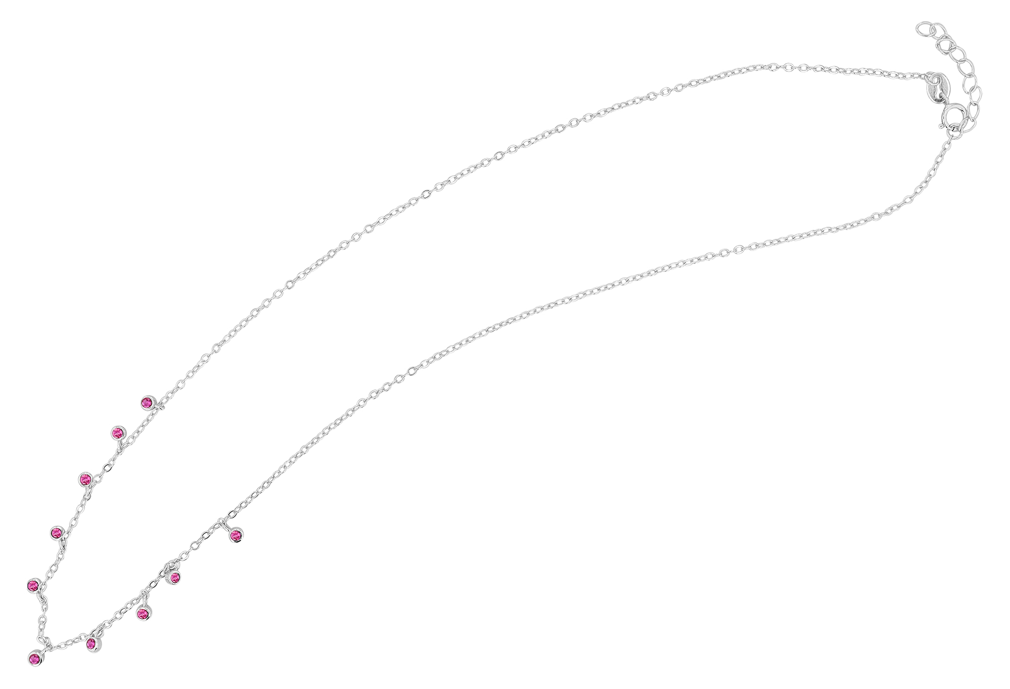 "Amaly" 925/- Echt Silber Kette mit Anhänger (rote Zirkone), silberfarben rhodiniert