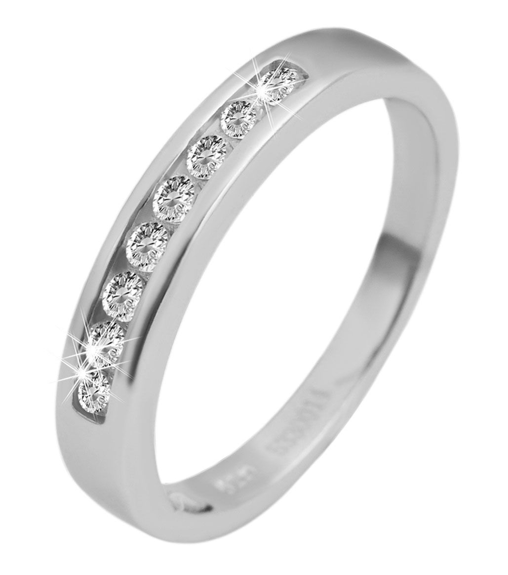 925/- Echt Silber Ring "Ylvie", Zirkoniabesatz, 925/rhodiniert, Gr. 54
