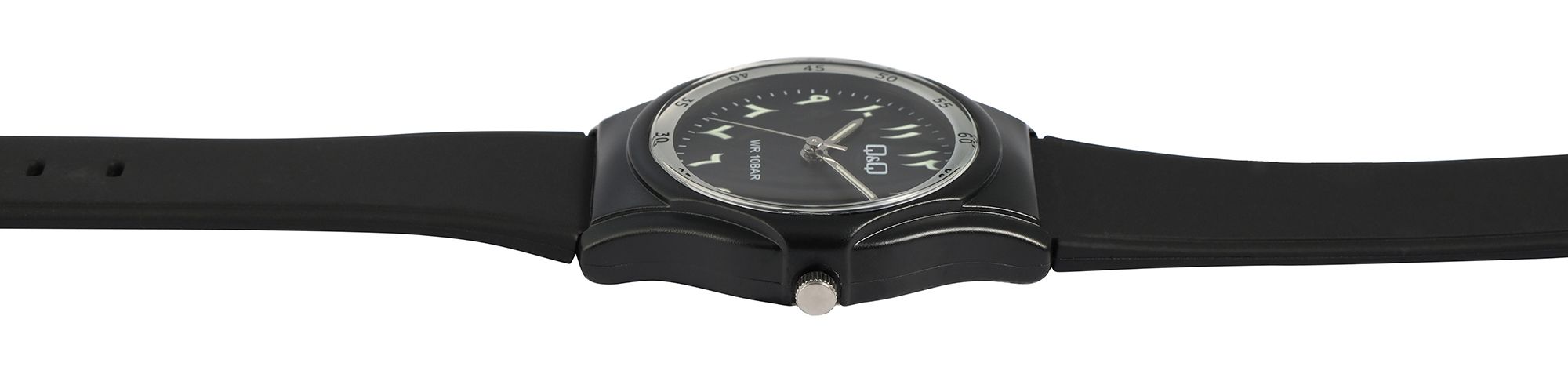 Q&Q Herrenuhr mit Silikonarmband, 10 ATM, indisch-arabische Ziffern