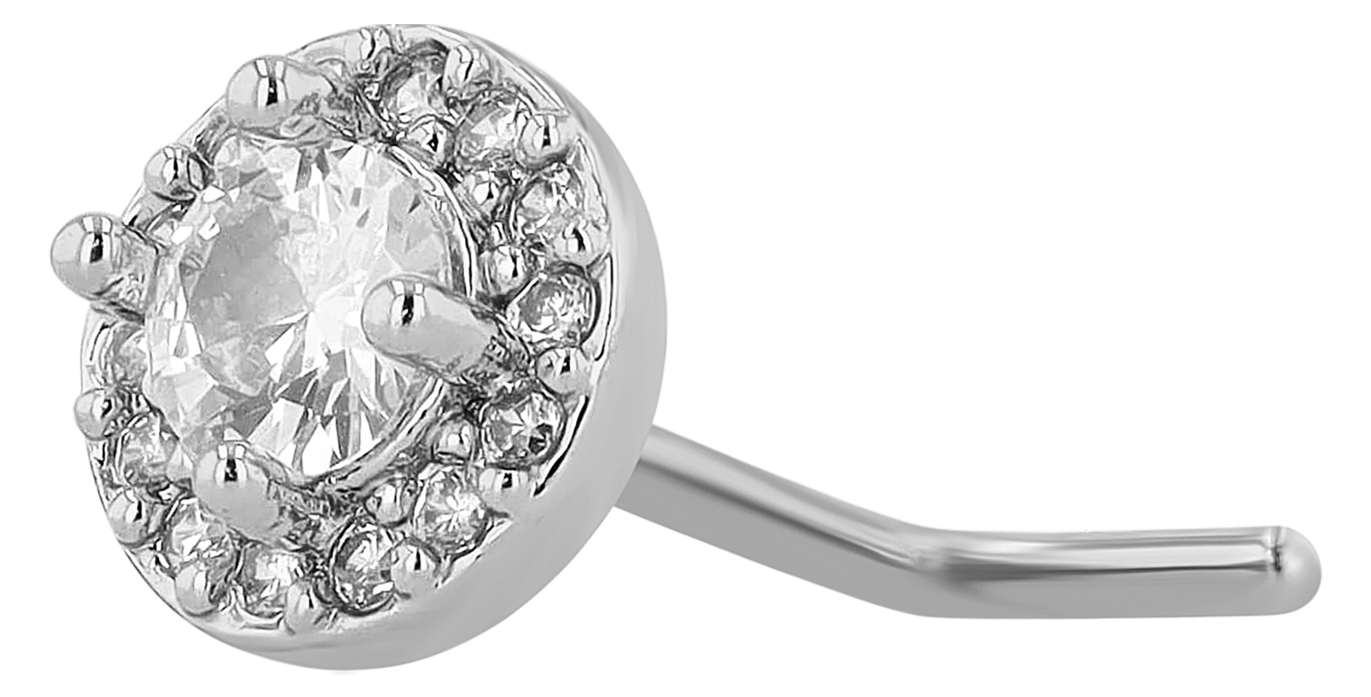 "Palila"" Nasenpiercing aus Edelstahl, L-Form, Ø 0,9mm/ Stablänge 7,5 mm, silberfarben