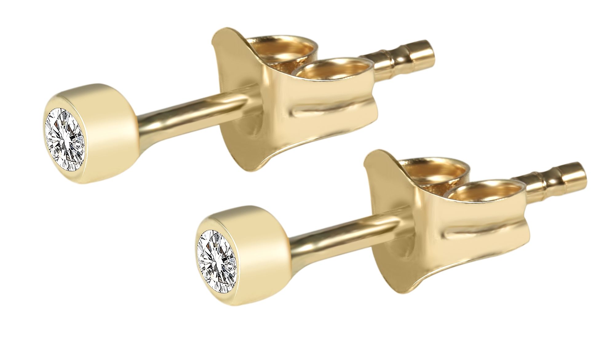 333/- Gold "Dina" Ohrstecker mit Zirkoniabesatz, Ø 2 mm, Gelbgold, 8 Karat, Kinder