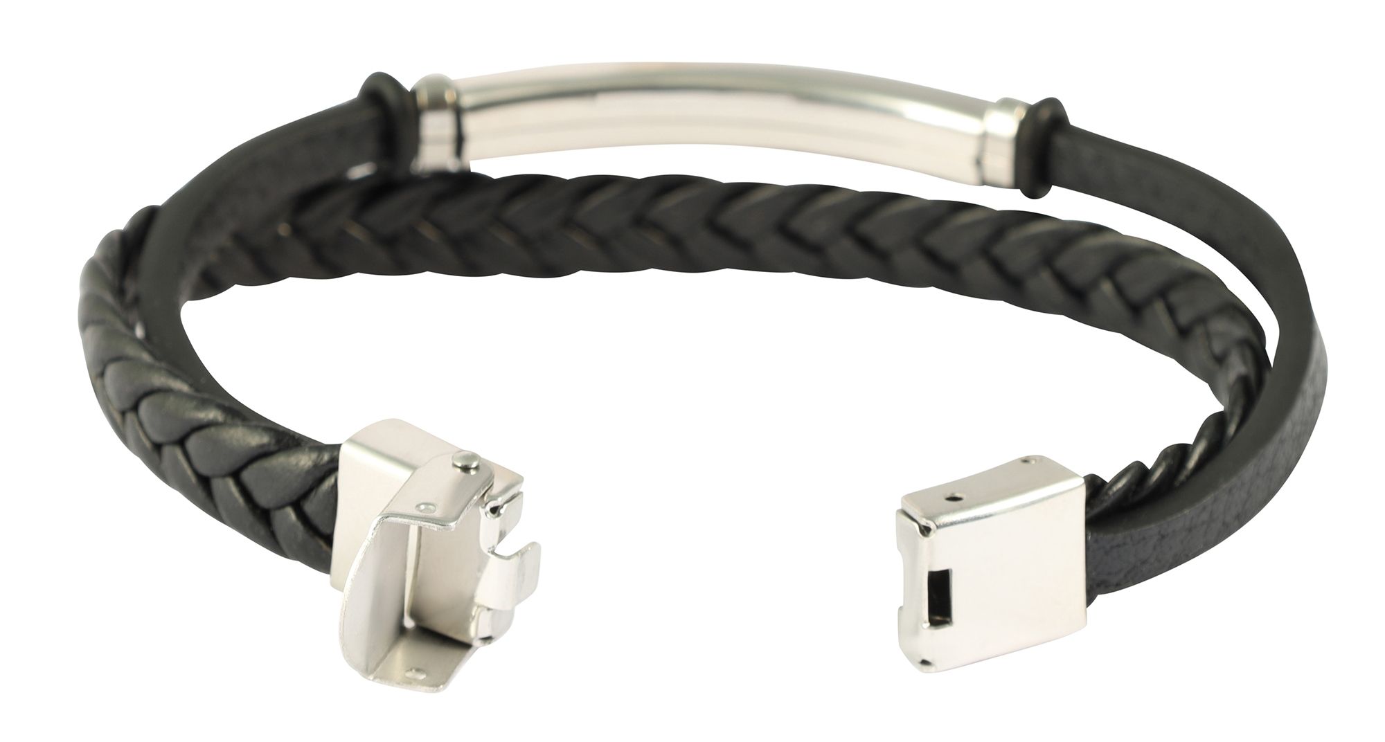 "Niklas" 19cm, Armband aus Lederimitat mit Gravurplatte, doppelt