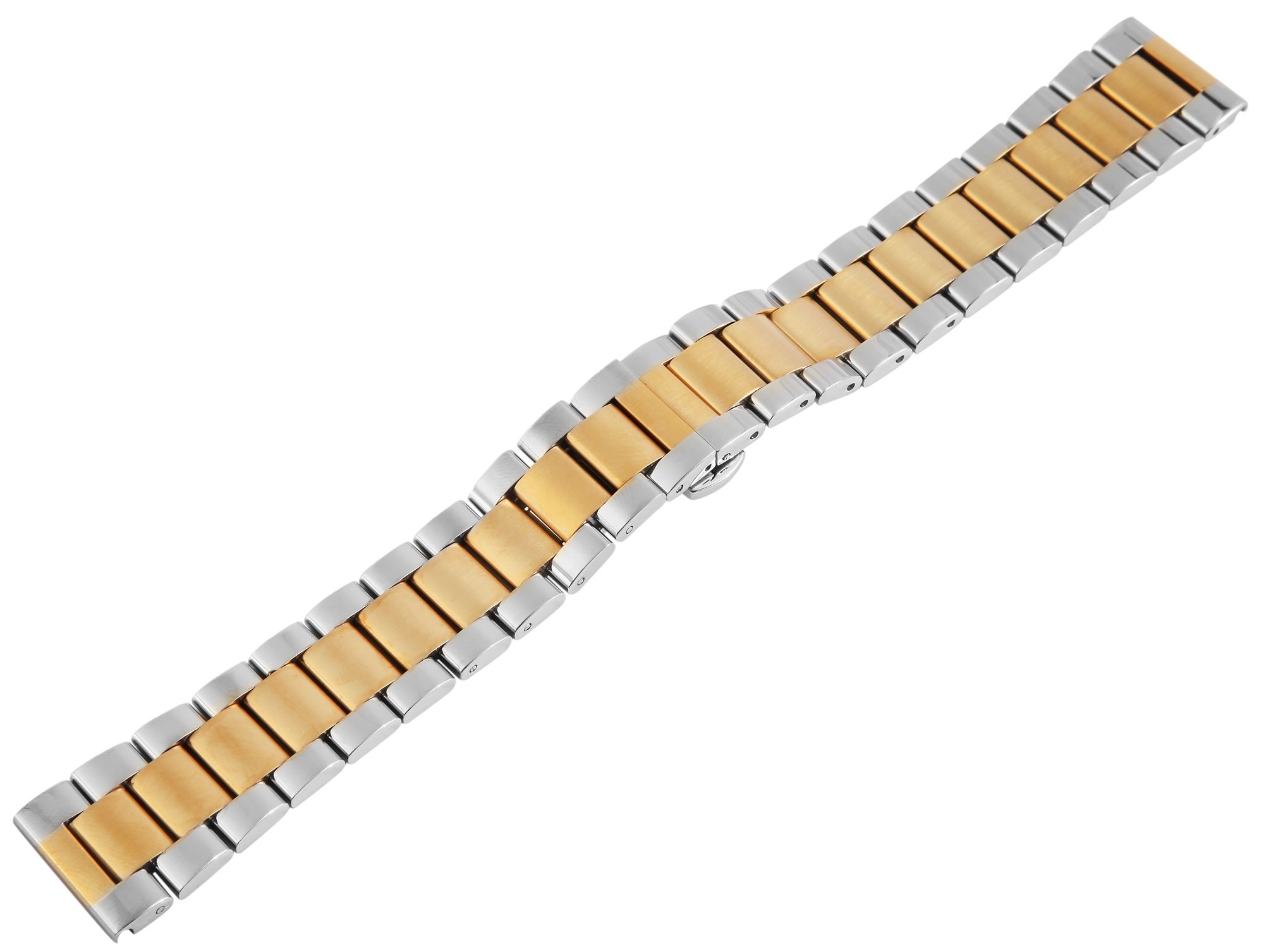 Edelstahl-Uhrenarmband, silber- und goldfarben, Butterfly-Faltschließe, 20 mm