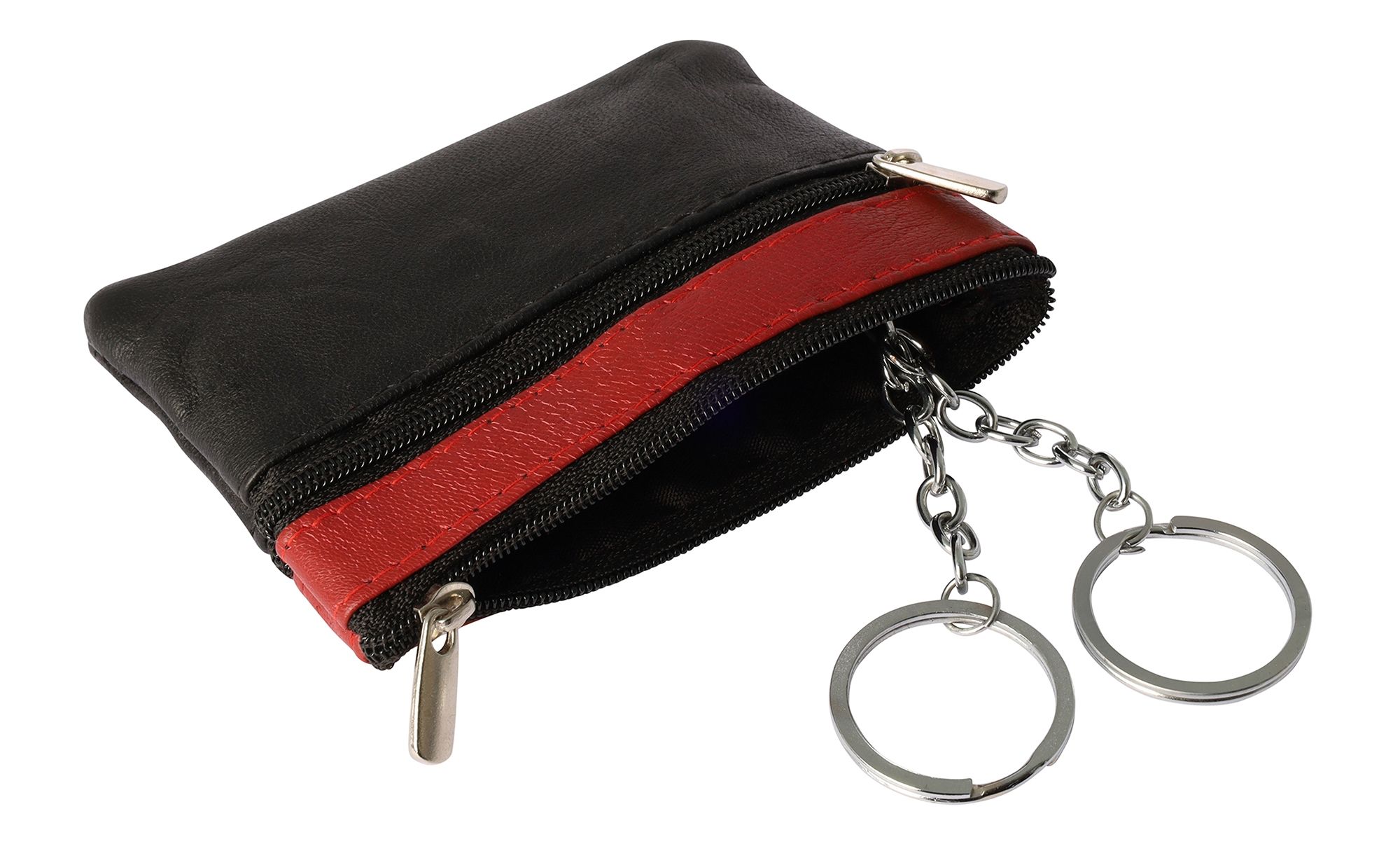 Excellanc Schlüsselbeutel aus Echtleder in schwarz/rot