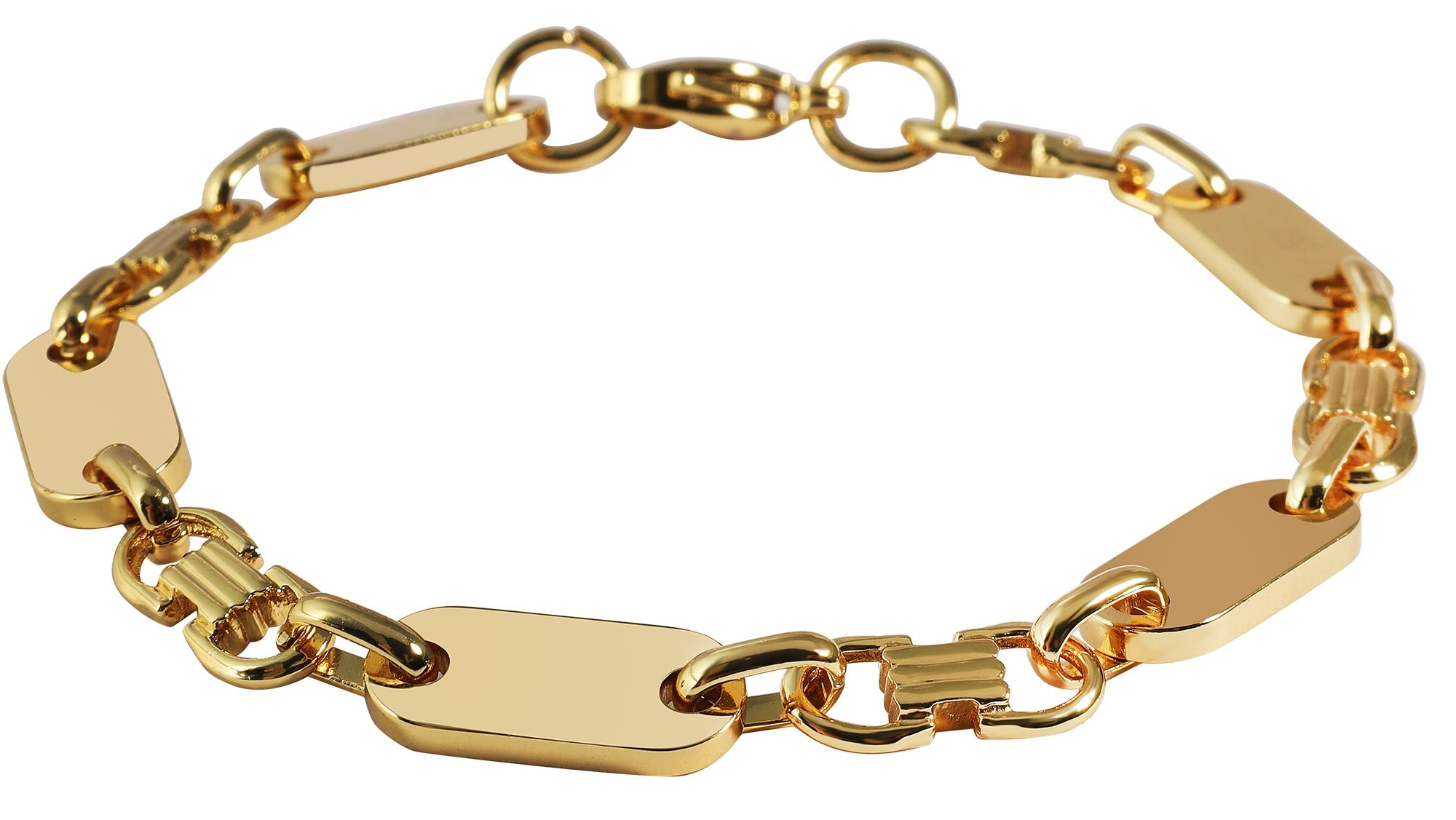 "Ino" Edelstahl Plattenarmband, goldfarbig, 19 cm/ 8 mm