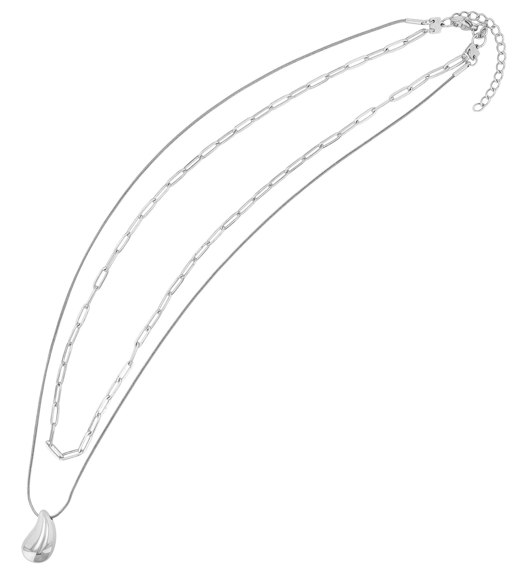 "Arany" 2-Layering Kette (45/ 50 +5cm) mit Tropfen Anhänger, silberfarben