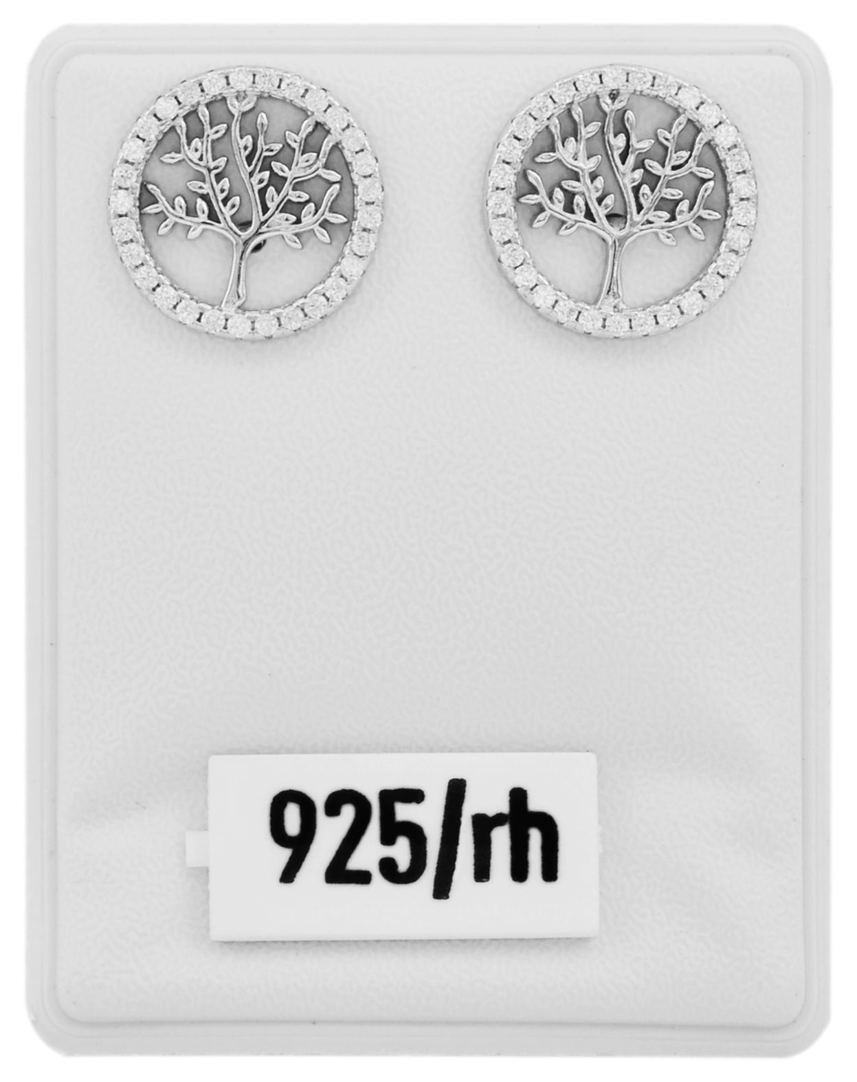 "Minel" 925/- Echt Silber Ohrstecker Lebensbaum mit Zirkoniabesatz, rhodiniert