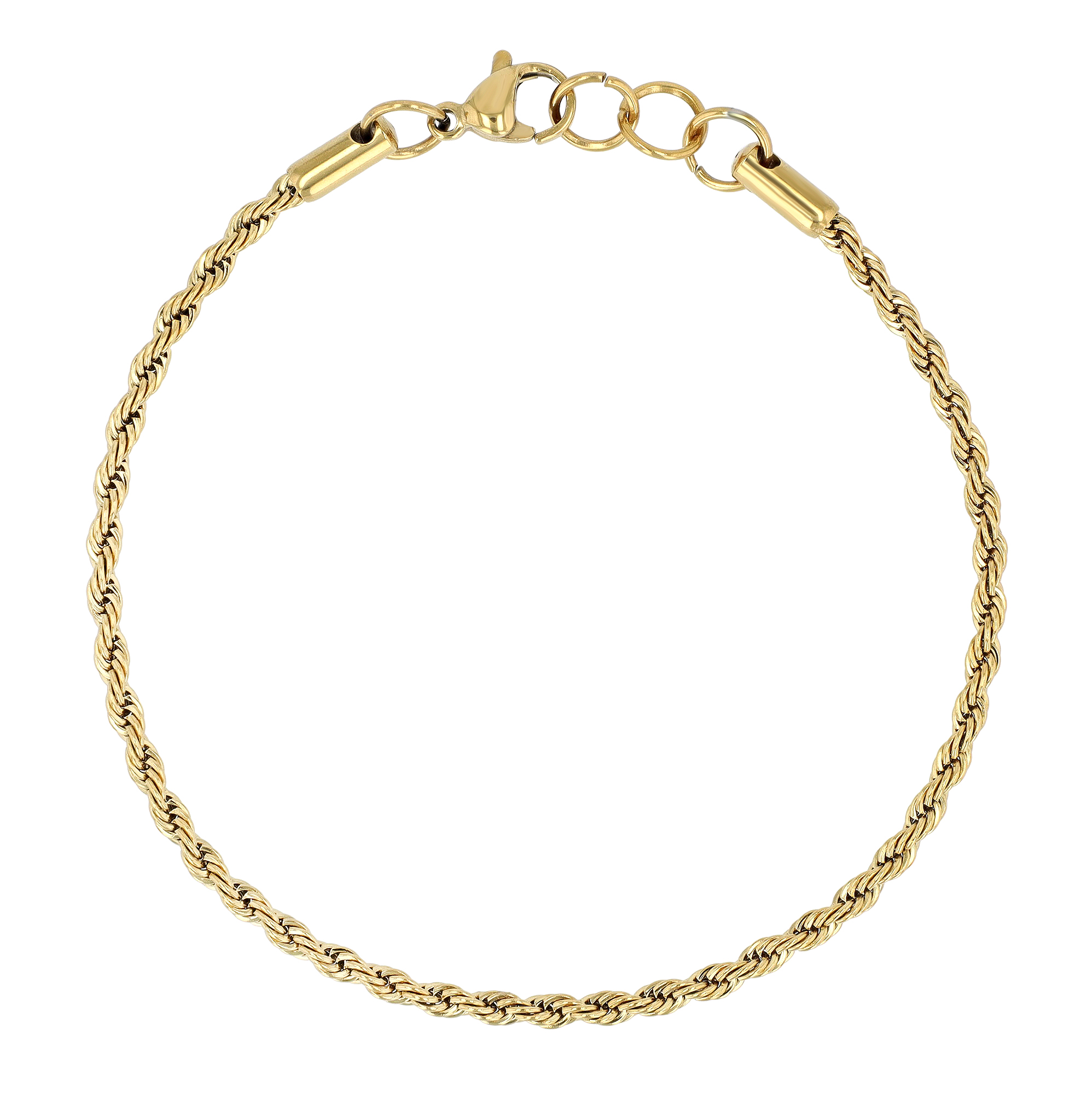 "Dominika" Edelstahl Armband - Kordelarmband, 18 + 1 cm/ 2 mm, goldfarben