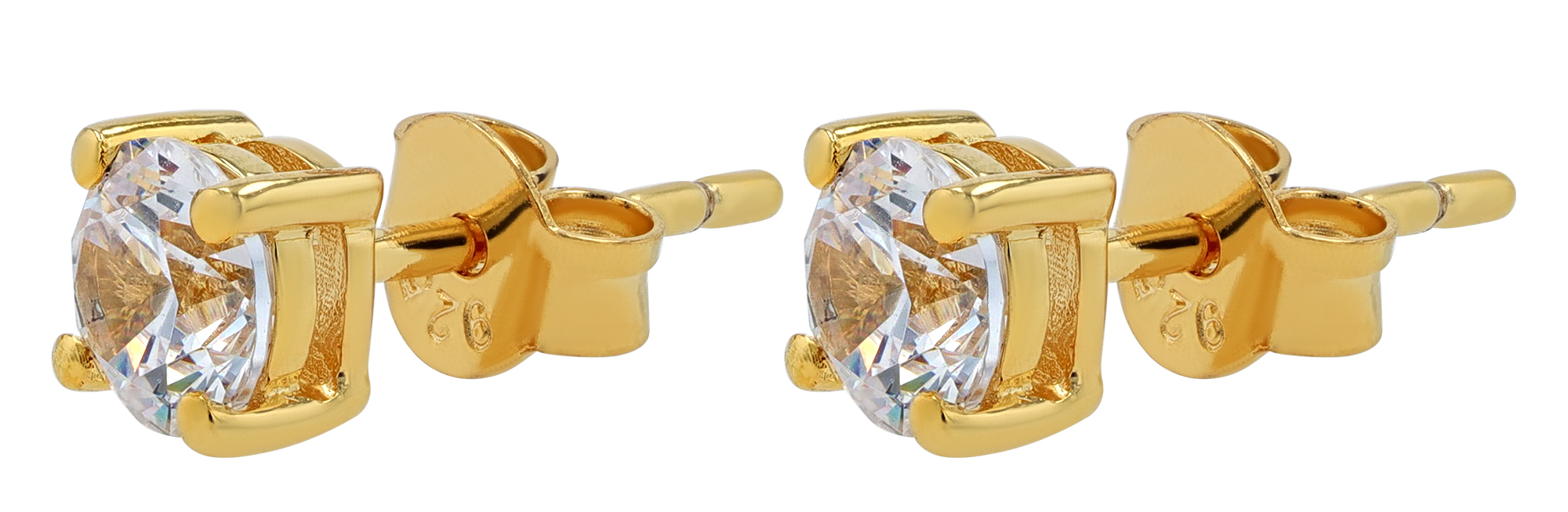 Sif Jakobs Jewellery 925/- Echt Silber Ohrstecker Ø 5 mm "Princess Round", Zirkonia, vgold.