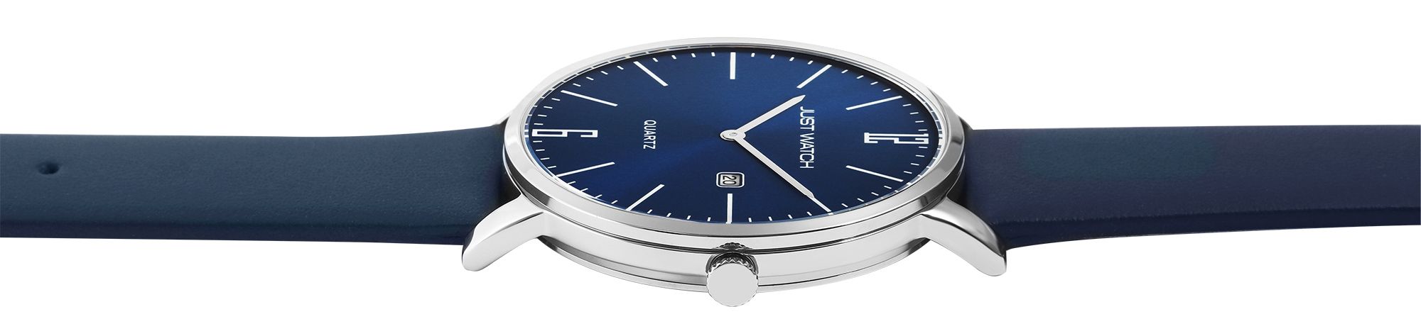 Just Watch Herrenuhr Echtlederband blau