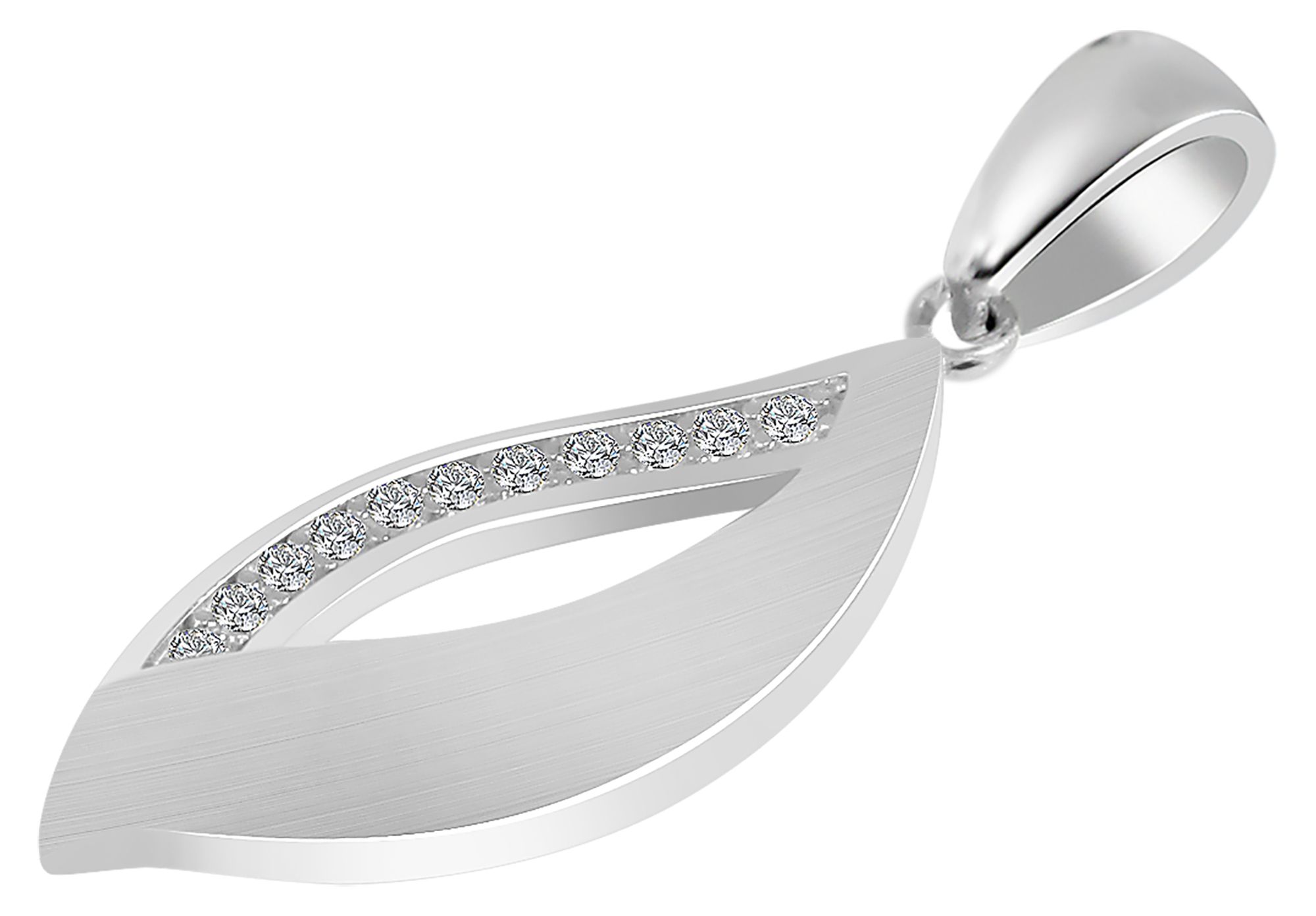 925/- Echt Silber Anhänger ohne Kette "Kala", Zirkoniabesatz, mattiert/poliert, 925/rhodiniert