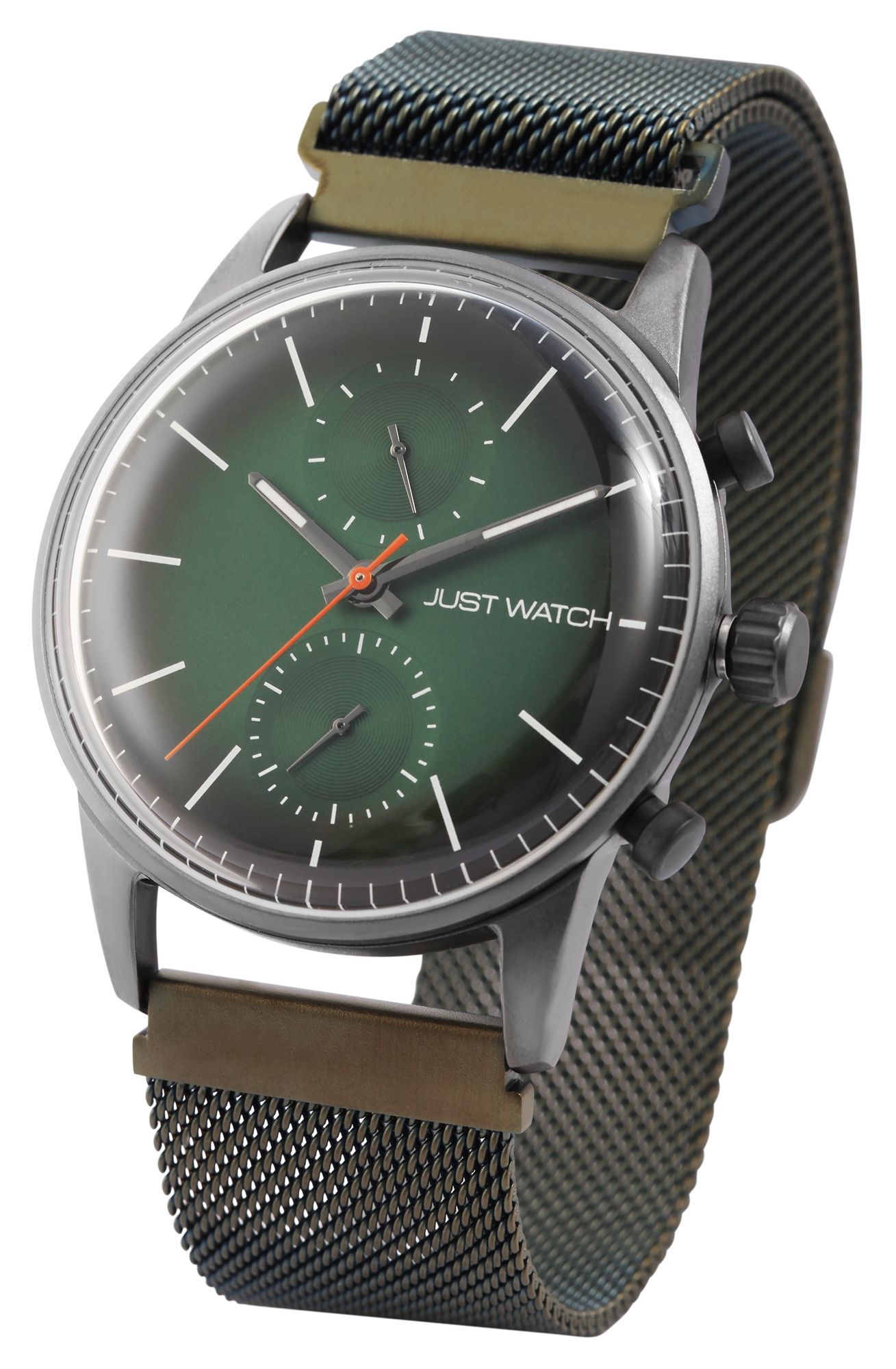 Just Watch Herrenuhr, Milanesearmband, grün/grau