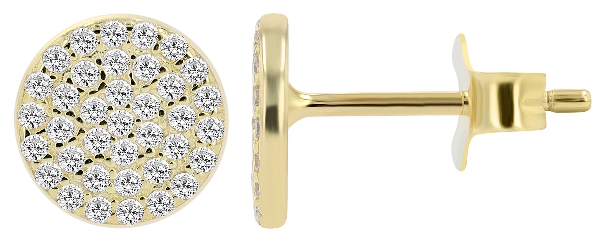 "Niha" 925/- Echt Silber Schmuckset - Plättchen Ohrstecker + Anhänger, Zirkonia, vergoldet