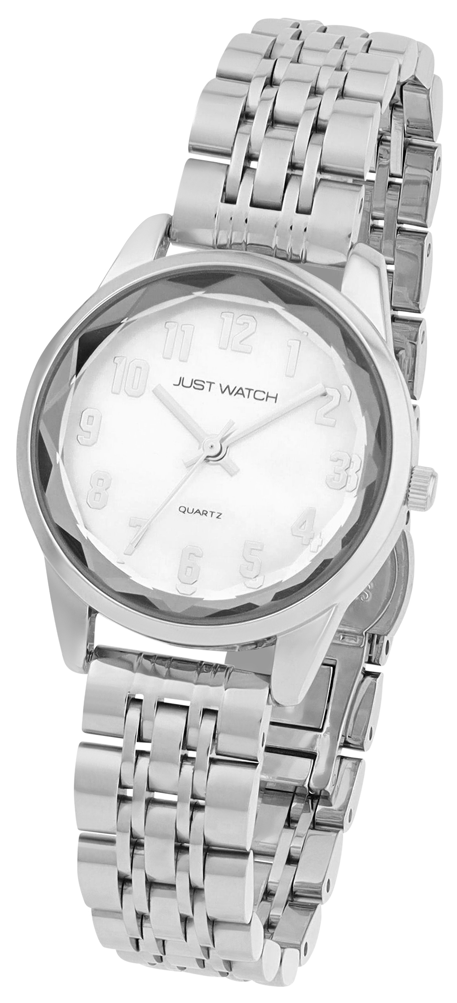 JUST WATCH Damenuhr "Valentia" mit Edelstahlband, Ø 30 mm, silberfarben/ Perlmutt