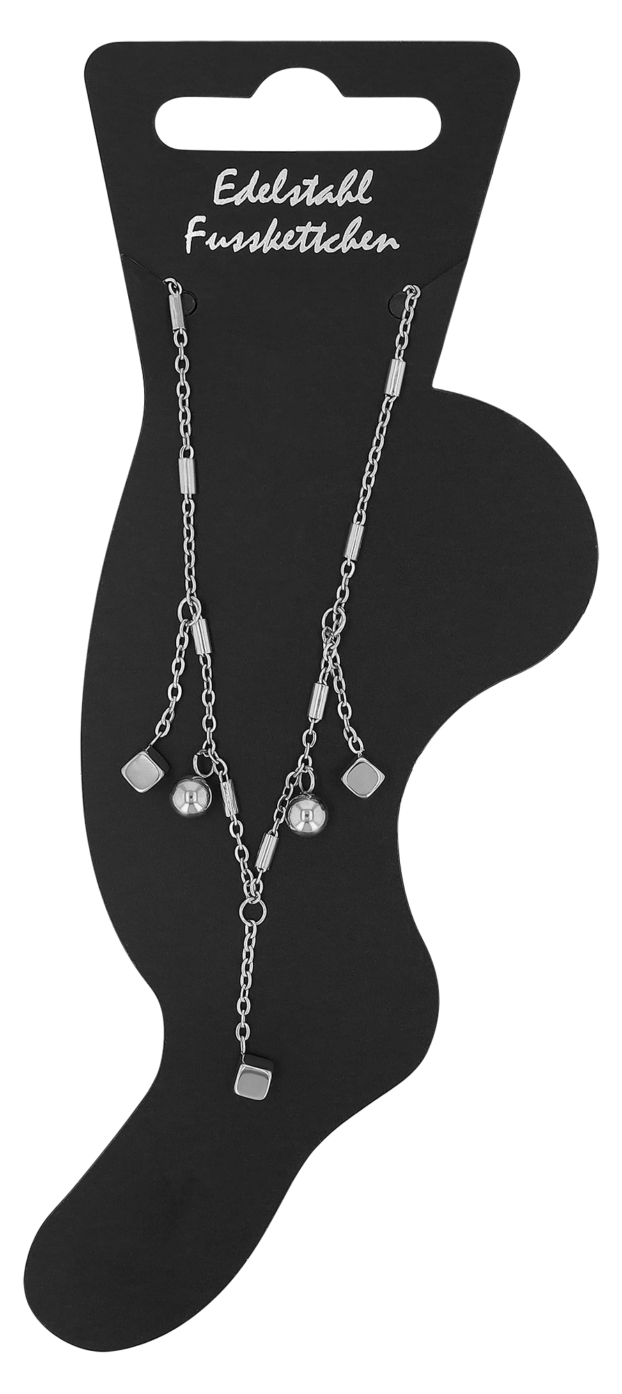 "Dyrken" Fußkette, Edelstahl, 21 + 5 cm, silberfarben