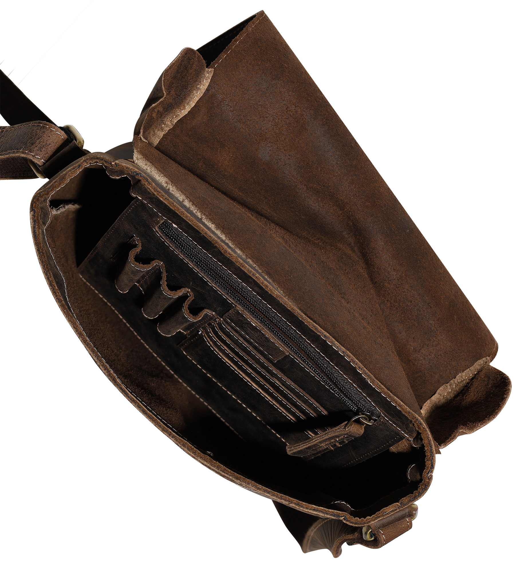 Leonardo Verrelli Messenger Bag aus Echtleder im Vintage-Look, dunkelbraun