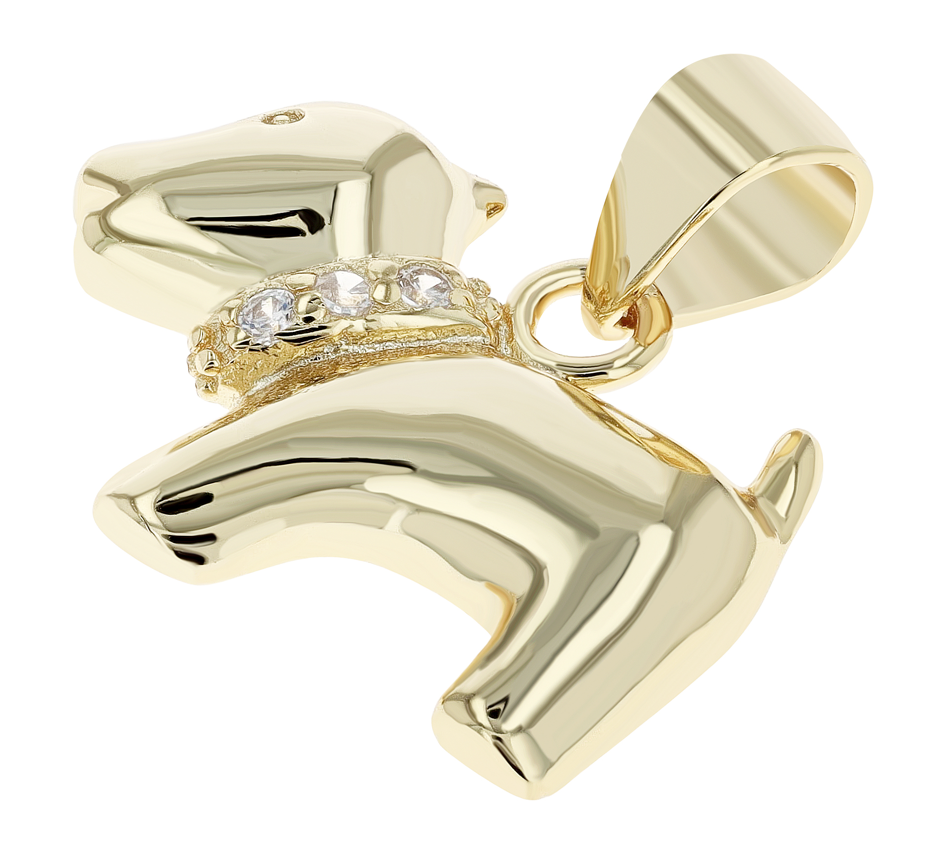 "Petty", 925/- Echt Silber Anhänger, Hund, Zirkonia, vergoldet
