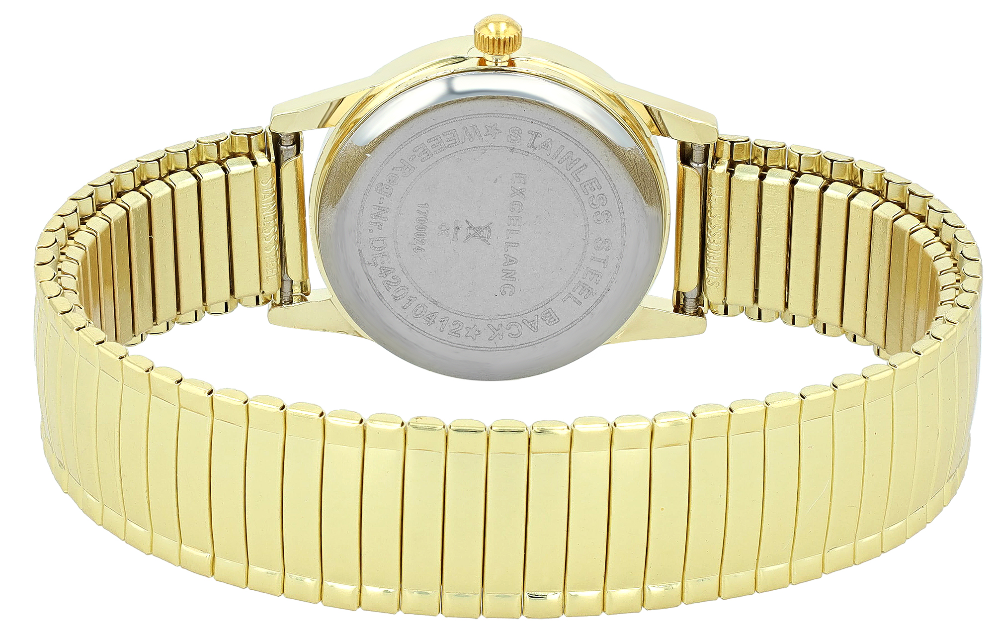 Excellanc Damenuhr mit Edelstahlzugarmband, Ø 26 mm, goldfarben/ weiß